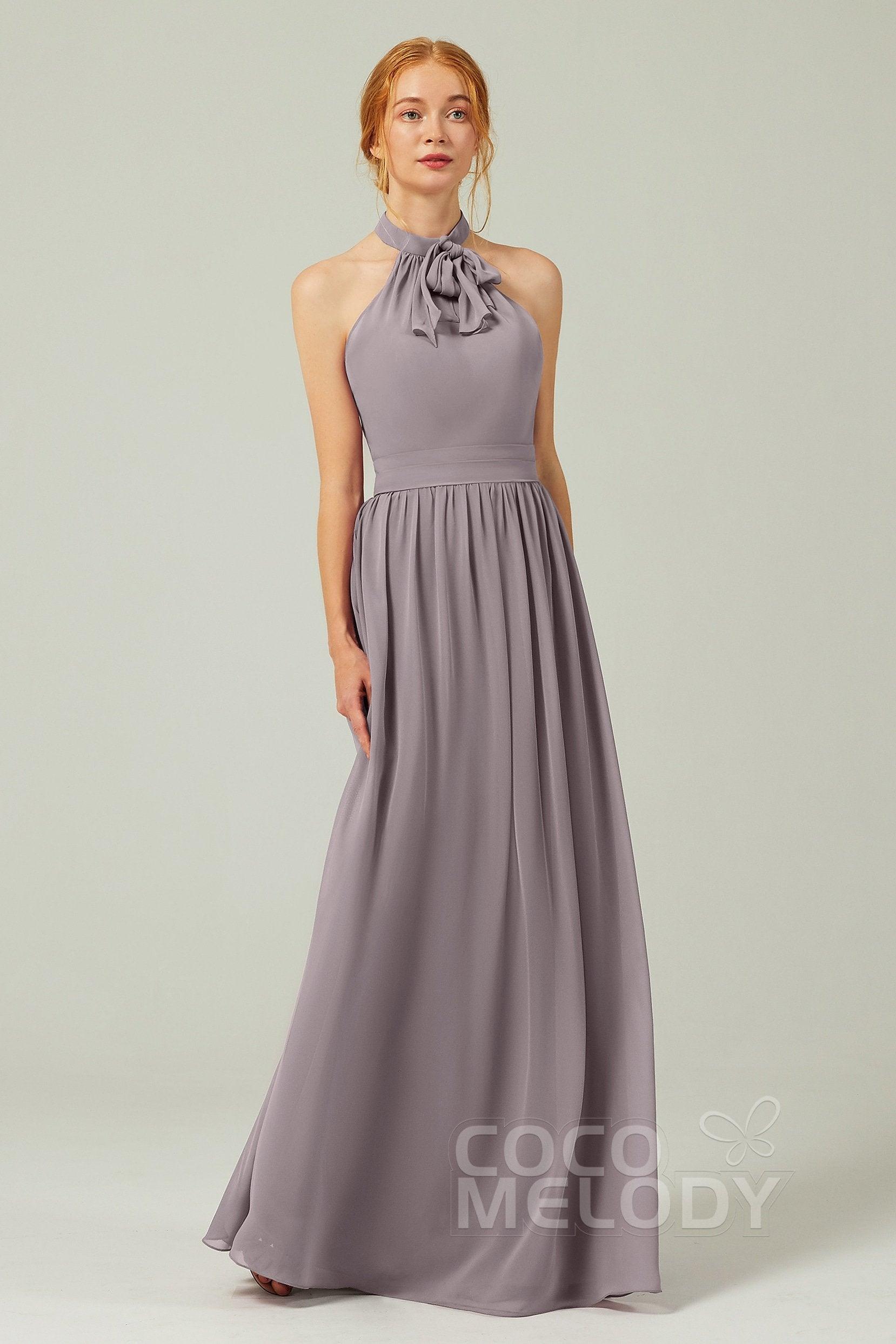 A-Line Floor Length Chiffon Bridesmaid Dress CB0295 - COCOMELODY