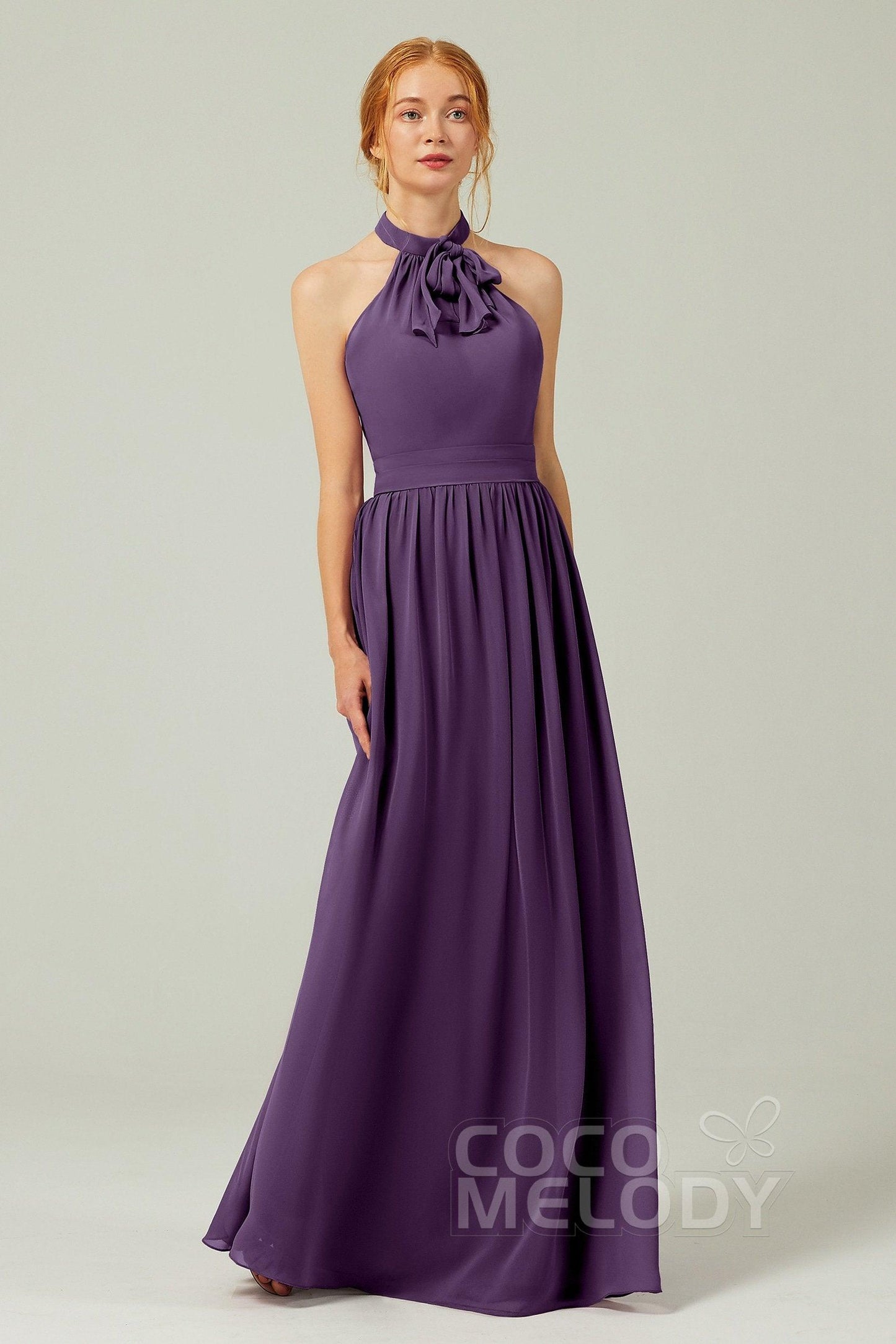 A-Line Floor Length Chiffon Bridesmaid Dress CB0295 - COCOMELODY