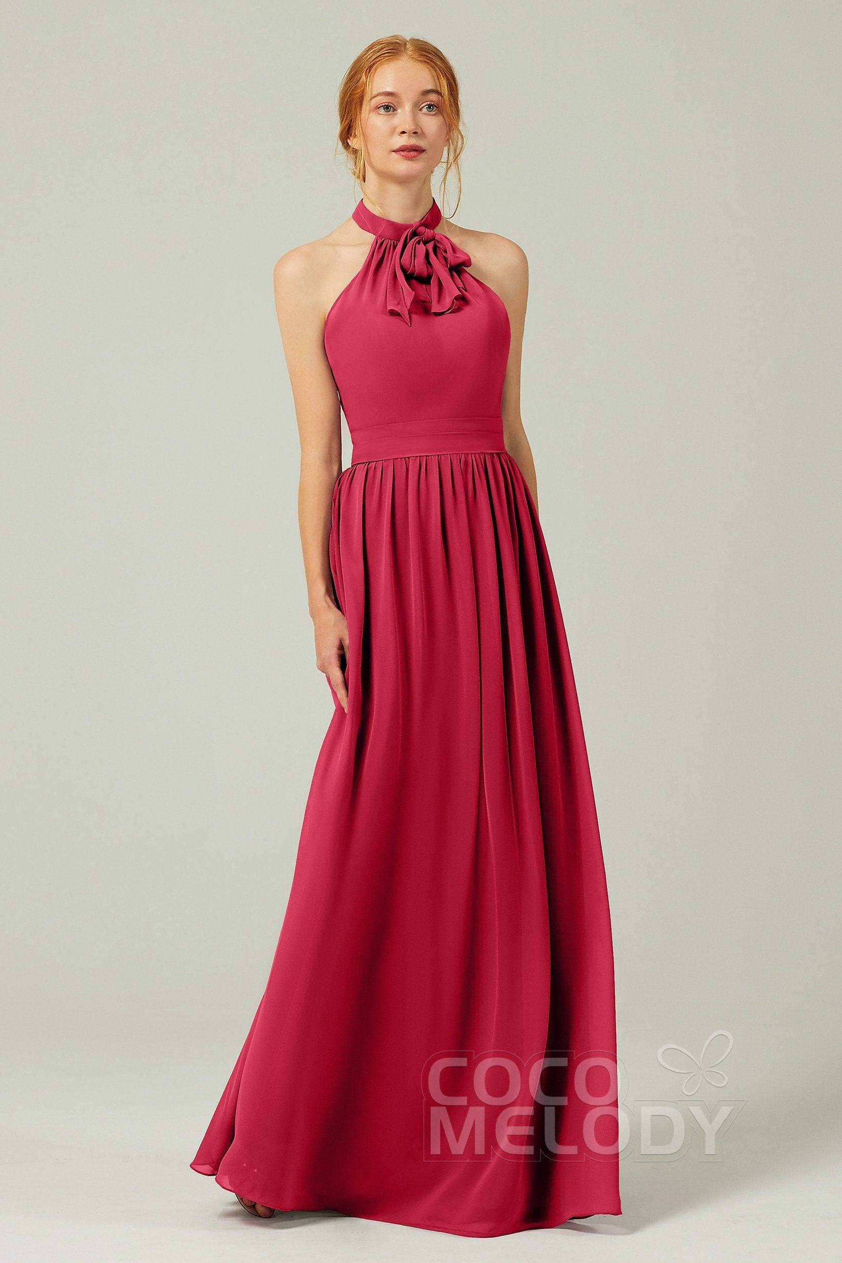 A-Line Floor Length Chiffon Bridesmaid Dress CB0295 - COCOMELODY