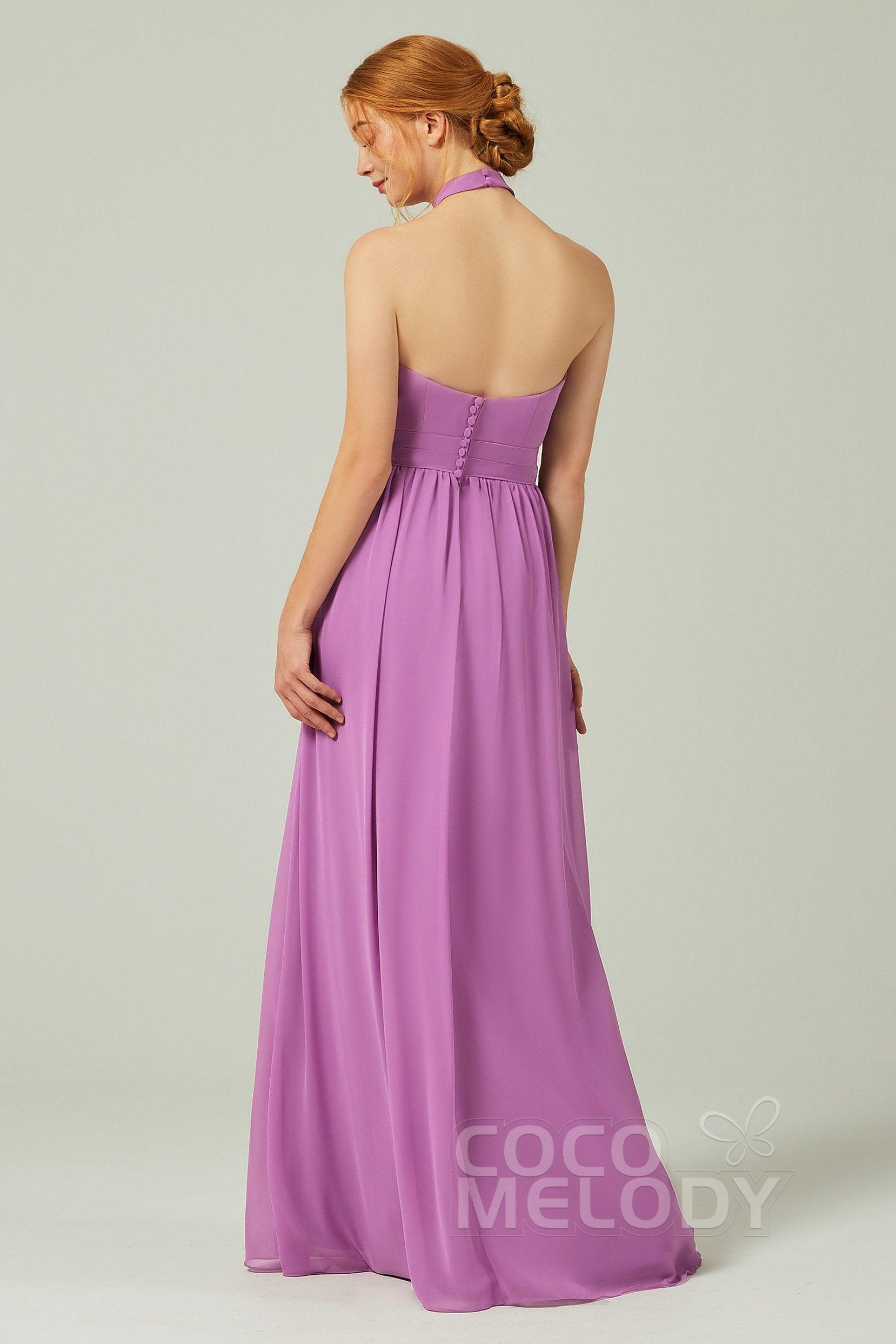 A-Line Floor Length Chiffon Bridesmaid Dress CB0295 - COCOMELODY