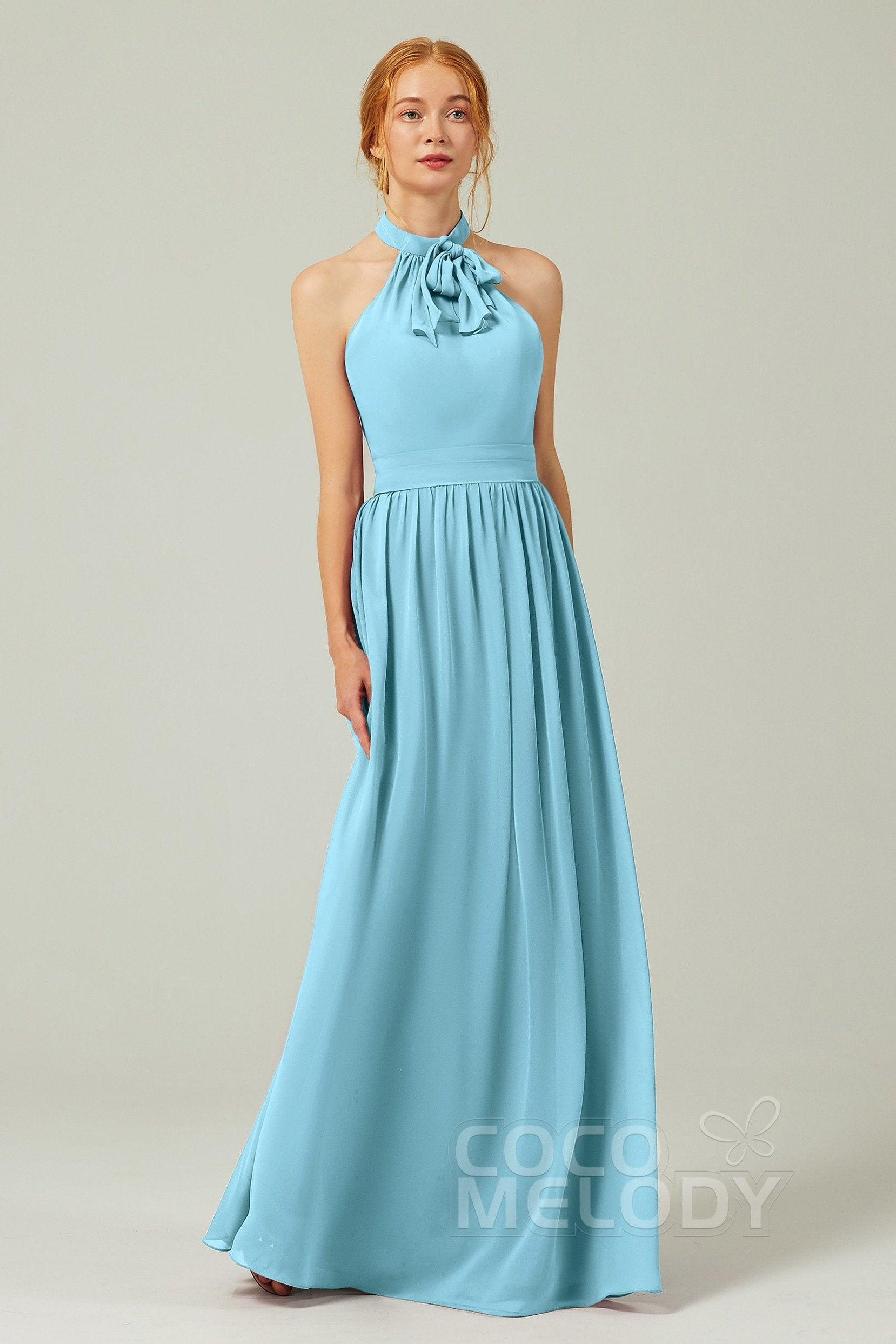 A-Line Floor Length Chiffon Bridesmaid Dress CB0295 - COCOMELODY