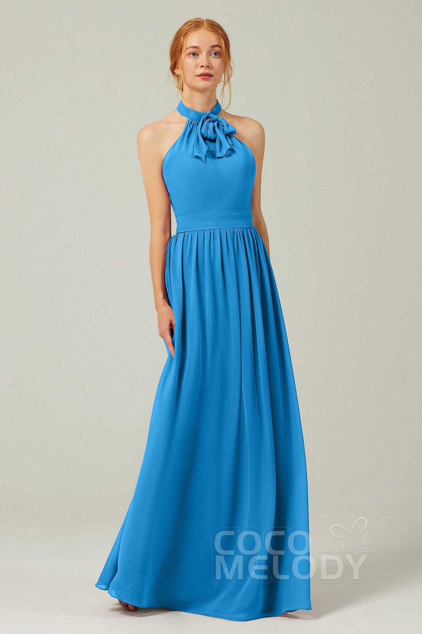 A-Line Floor Length Chiffon Bridesmaid Dress CB0295 - COCOMELODY