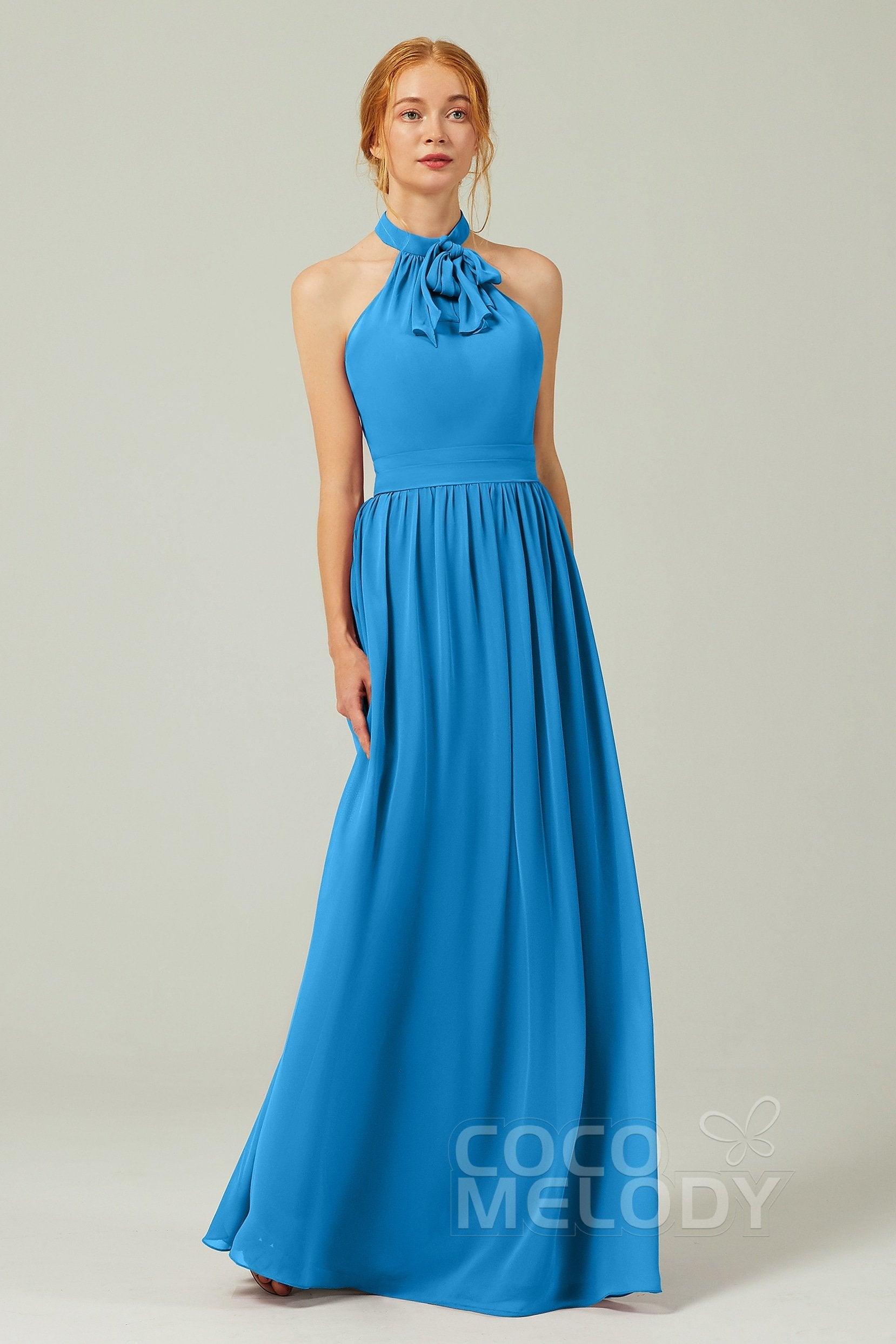 A-Line Floor Length Chiffon Bridesmaid Dress CB0295 - COCOMELODY