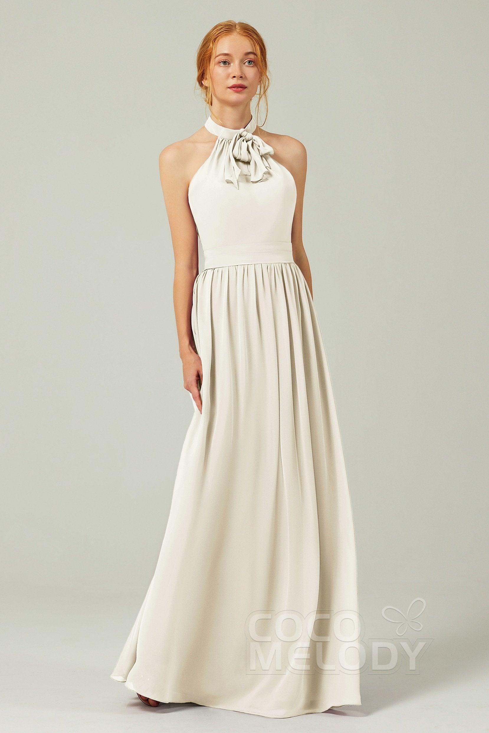 A-Line Floor Length Chiffon Bridesmaid Dress CB0295 - COCOMELODY