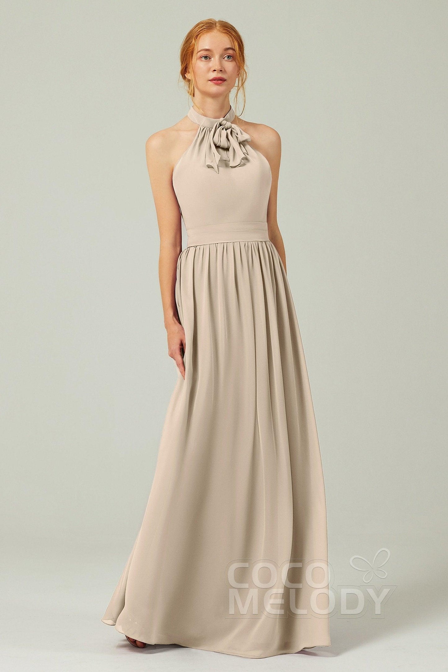 A-Line Floor Length Chiffon Bridesmaid Dress CB0295 - COCOMELODY