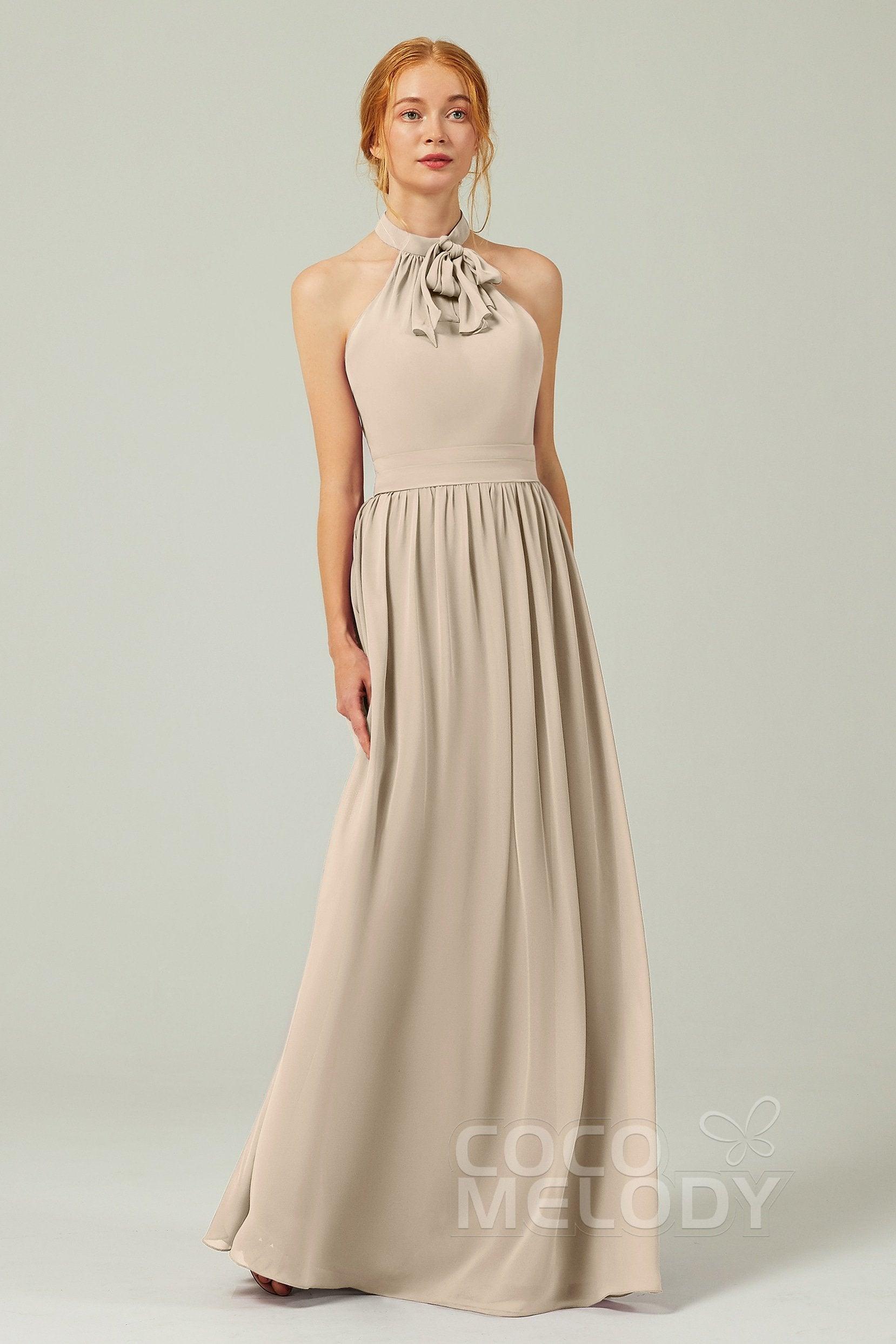 A-Line Floor Length Chiffon Bridesmaid Dress CB0295 - COCOMELODY