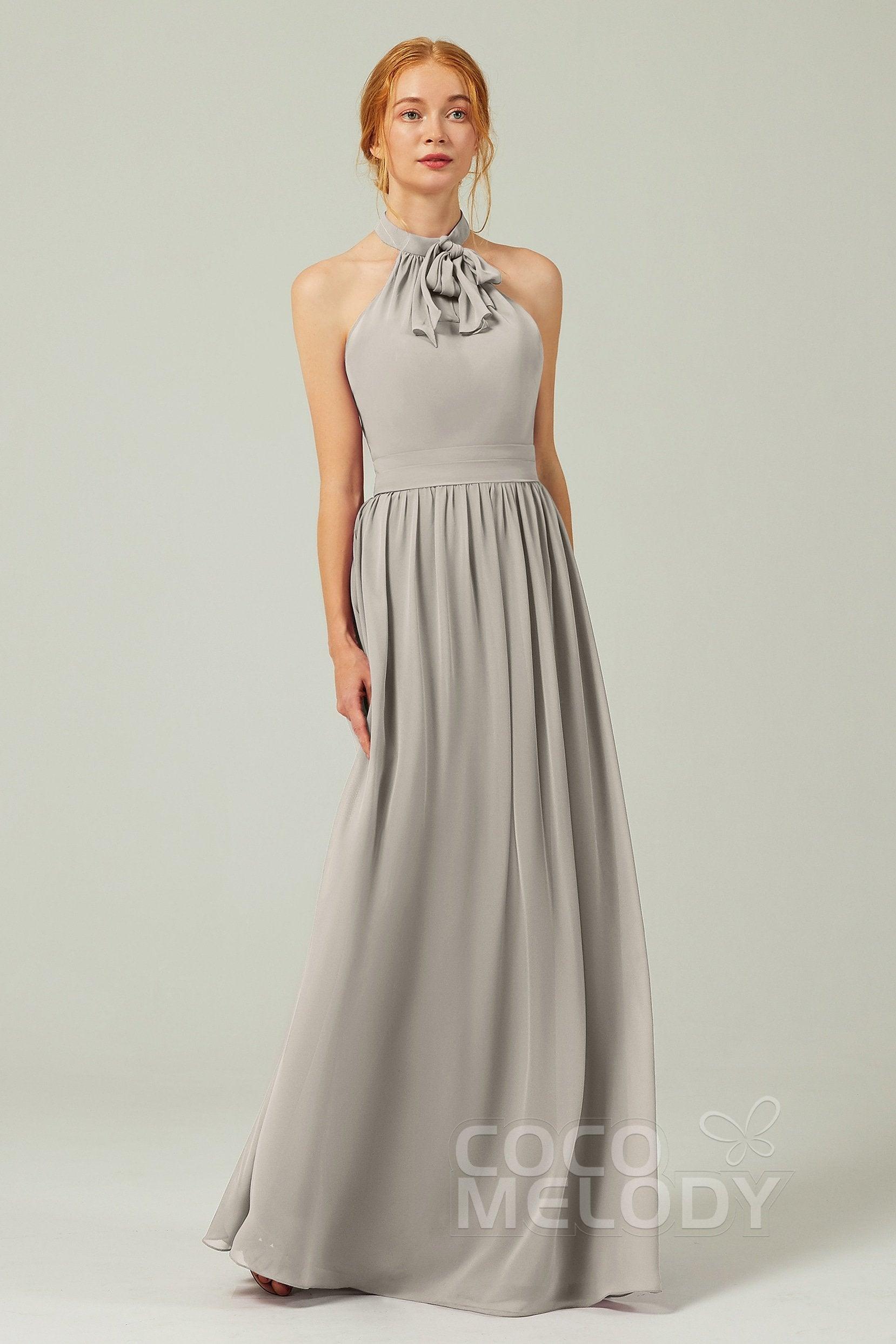 A-Line Floor Length Chiffon Bridesmaid Dress CB0295 - COCOMELODY