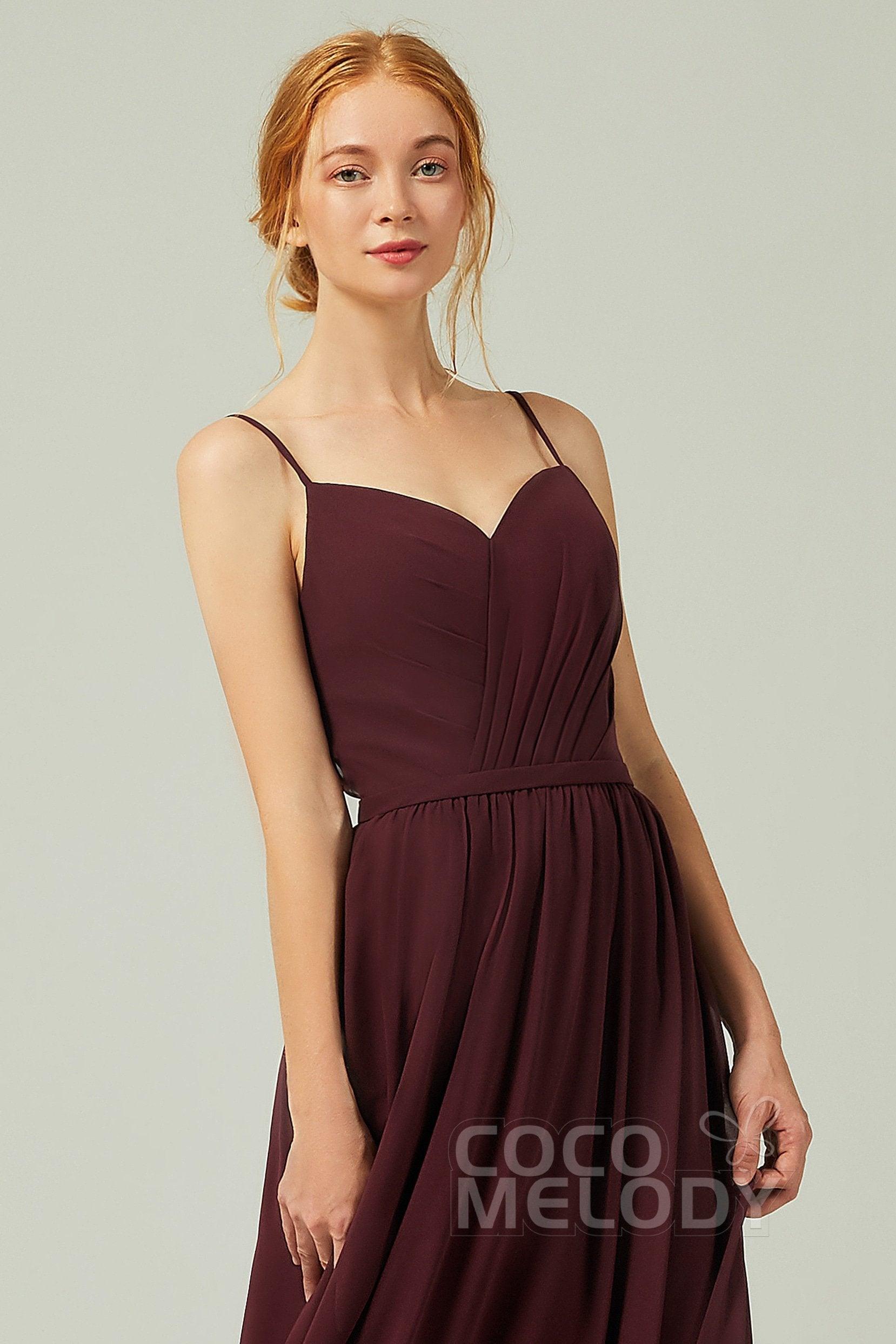 A-Line Floor Length Chiffon Bridesmaid Dress CB0296 - COCOMELODY