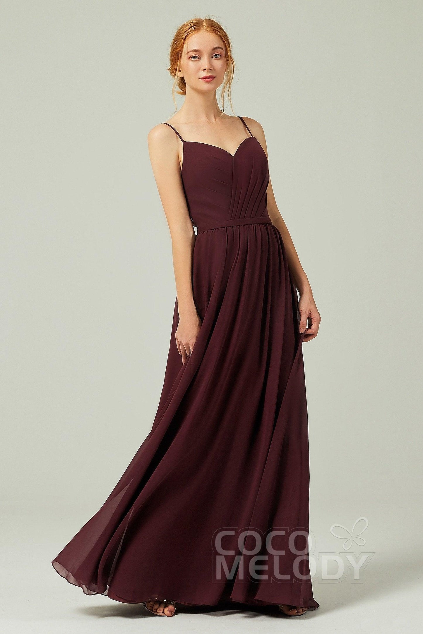 A-Line Floor Length Chiffon Bridesmaid Dress CB0296 - COCOMELODY