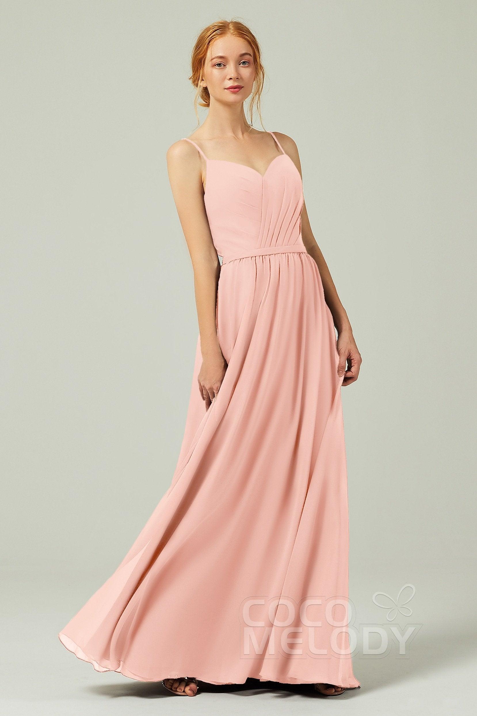 A-Line Floor Length Chiffon Bridesmaid Dress CB0296 - COCOMELODY