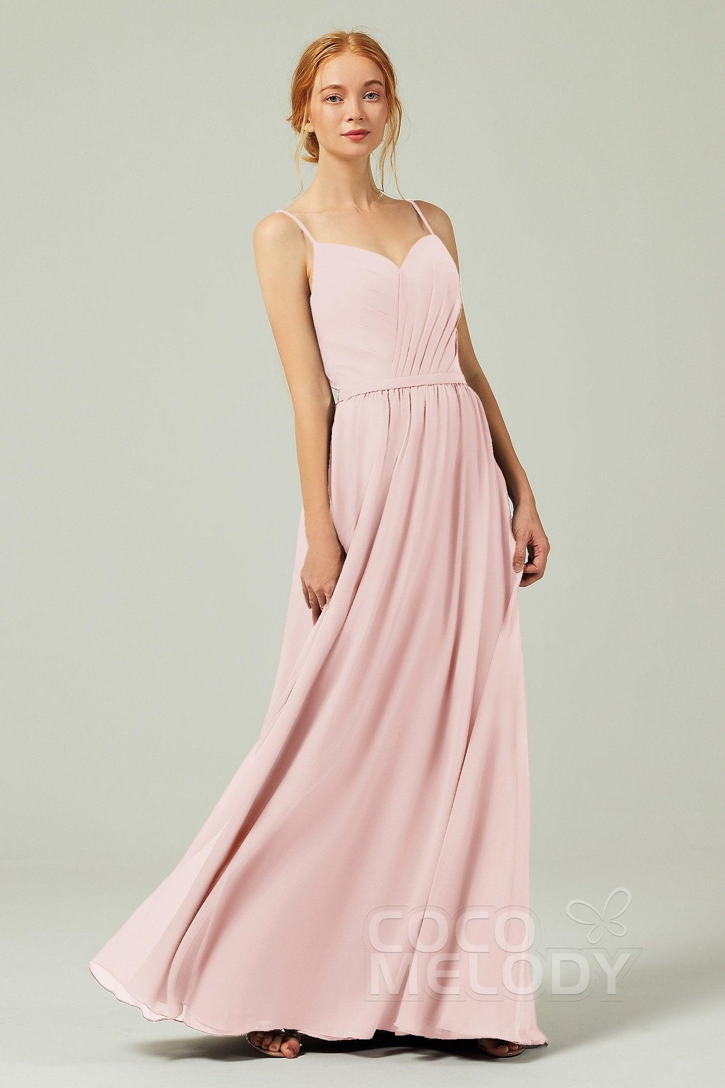 A-Line Floor Length Chiffon Bridesmaid Dress CB0296 - COCOMELODY