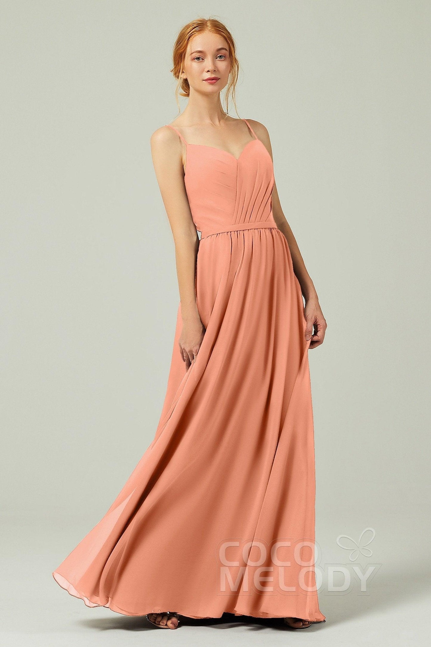 A-Line Floor Length Chiffon Bridesmaid Dress CB0296 - COCOMELODY