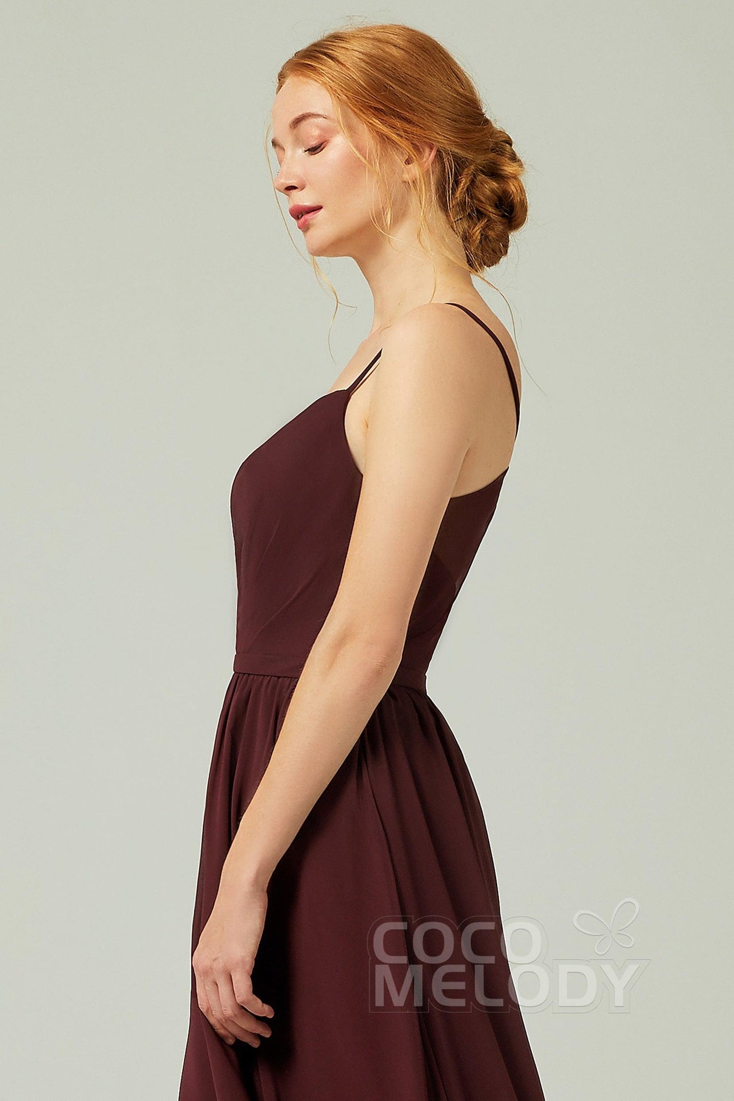 A-Line Floor Length Chiffon Bridesmaid Dress CB0296 - COCOMELODY