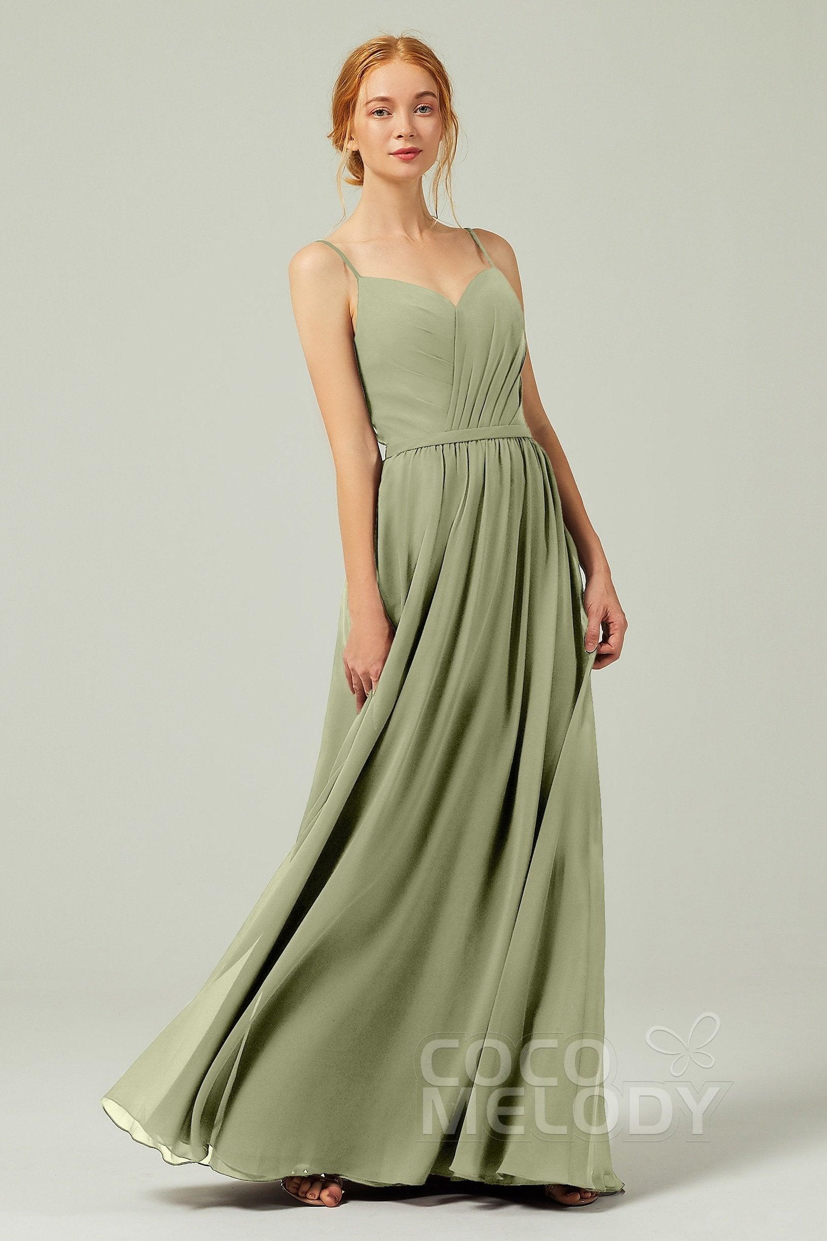 A-Line Floor Length Chiffon Bridesmaid Dress CB0296 - COCOMELODY