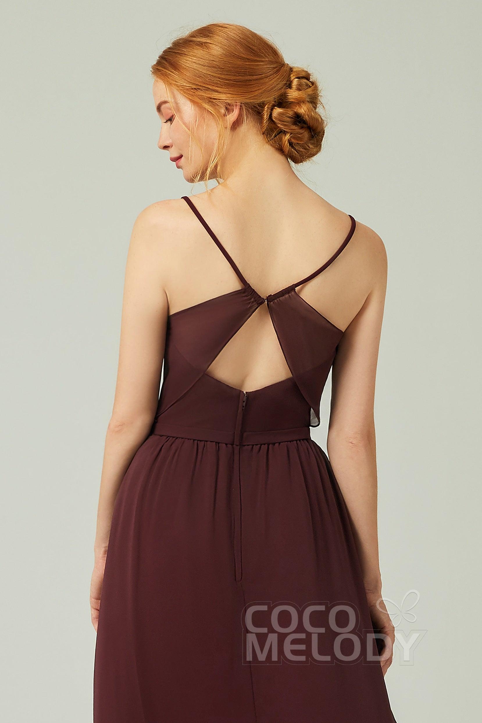 A-Line Floor Length Chiffon Bridesmaid Dress CB0296 - COCOMELODY