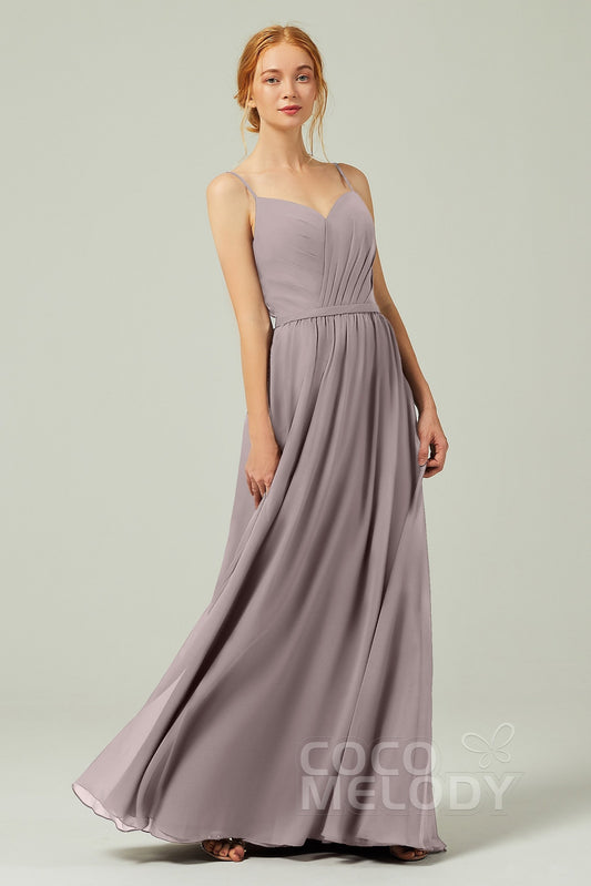 A-Line Floor Length Chiffon Bridesmaid Dress CB0296