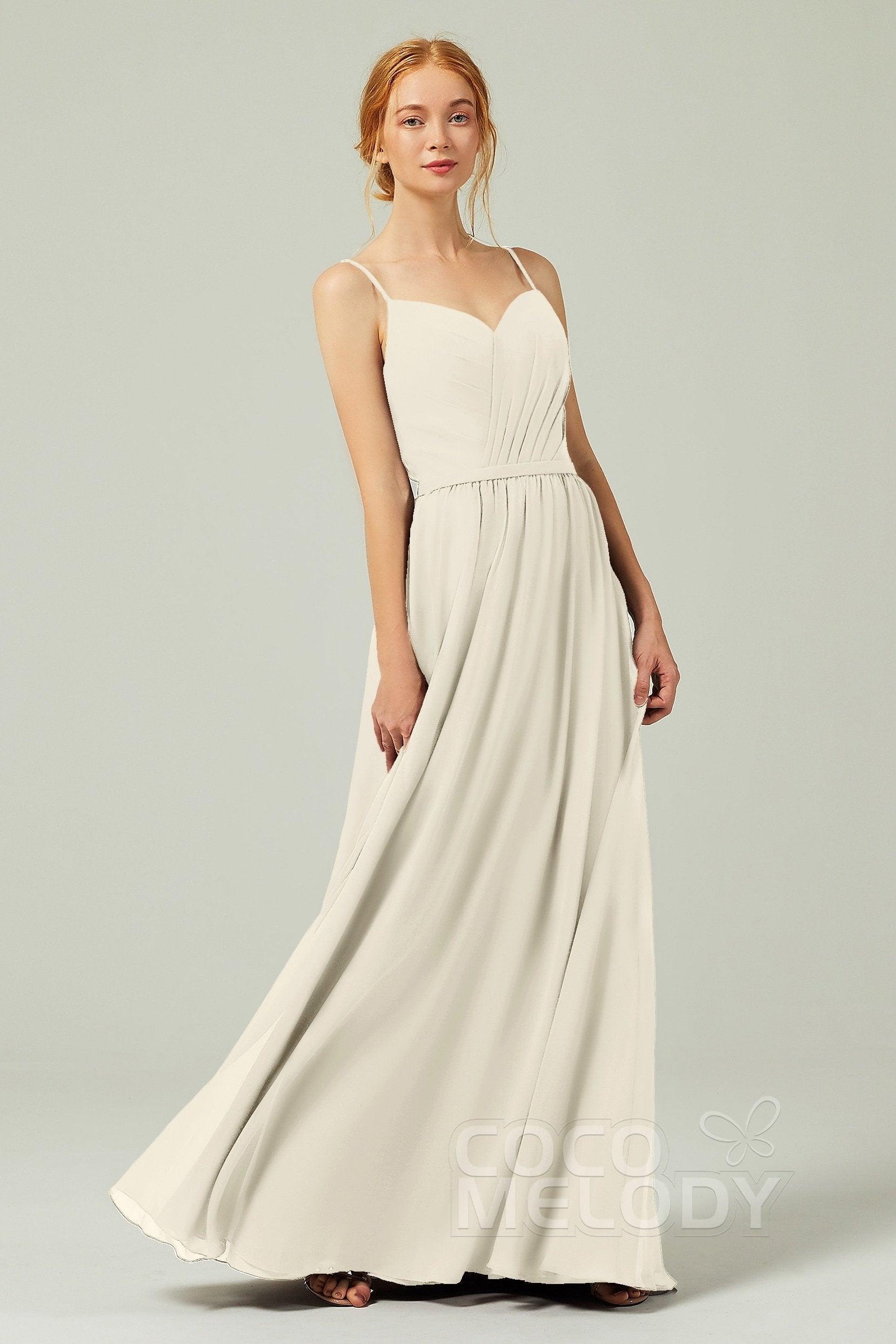 A-Line Floor Length Chiffon Bridesmaid Dress CB0296 - COCOMELODY