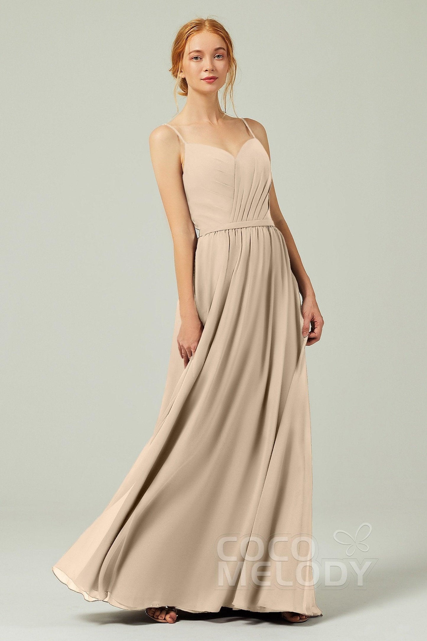 A-Line Floor Length Chiffon Bridesmaid Dress CB0296 - COCOMELODY