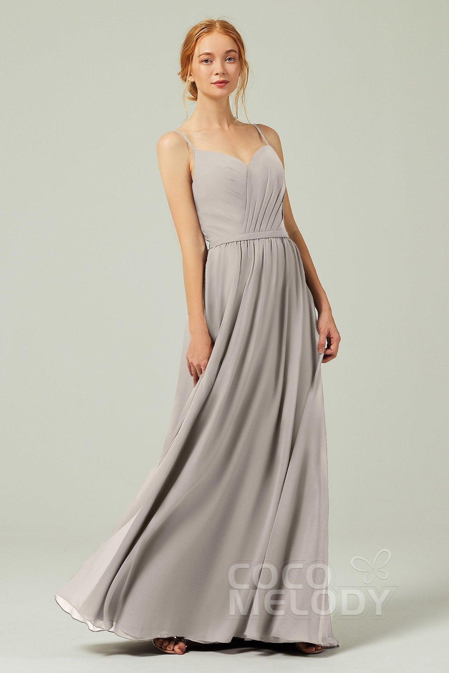 A-Line Floor Length Chiffon Bridesmaid Dress CB0296 - COCOMELODY