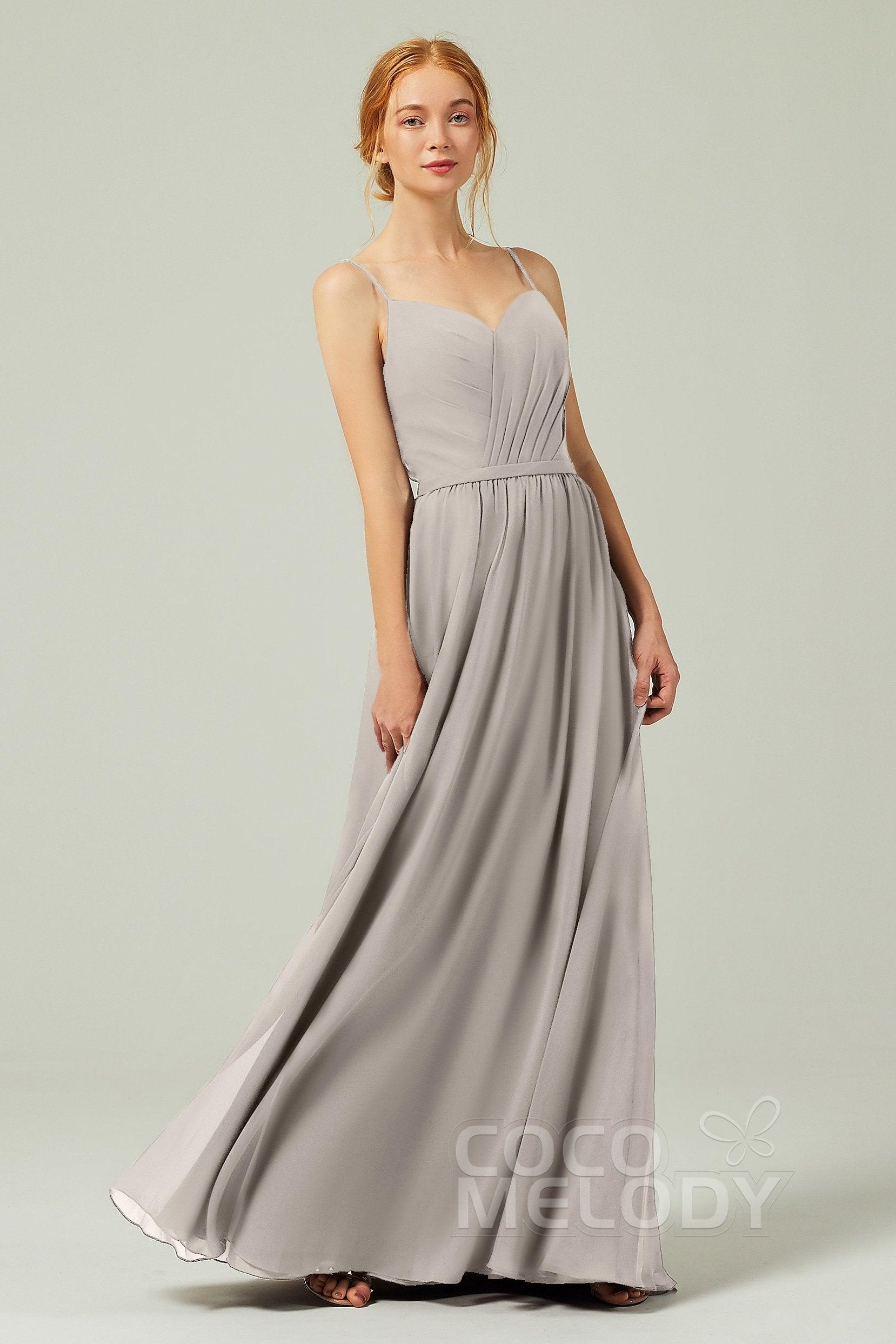A-Line Floor Length Chiffon Bridesmaid Dress CB0296 - COCOMELODY