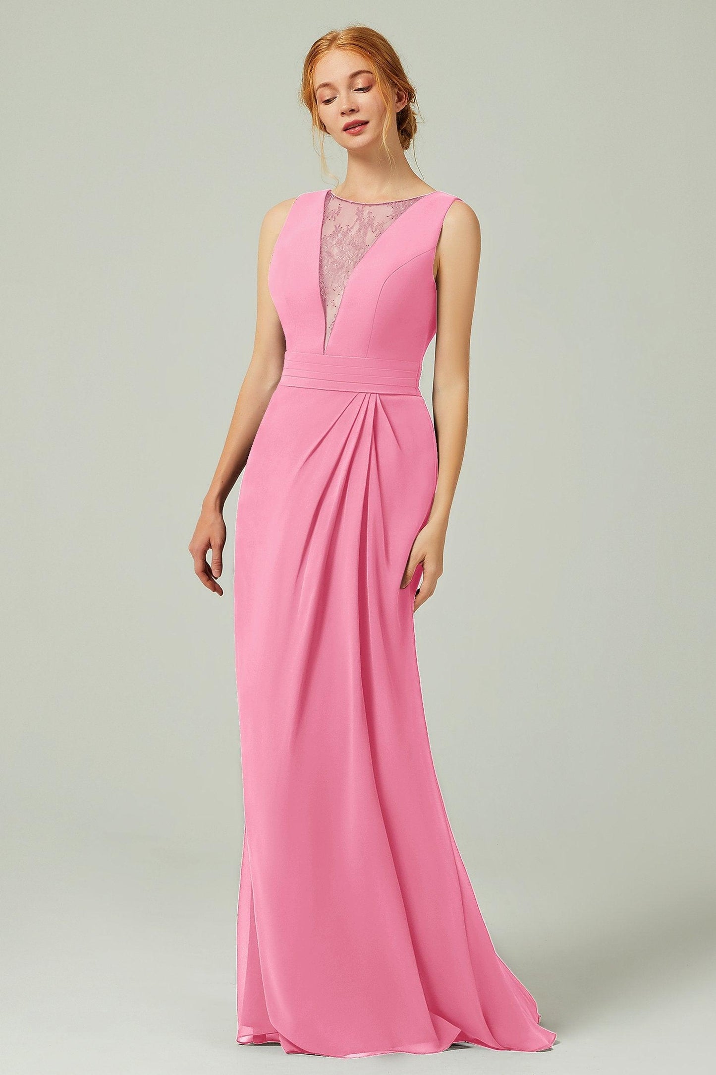 Sheath-Column Floor Length Chiffon Bridesmaid Dress Formal Dresses CB0297 - COCOMELODY