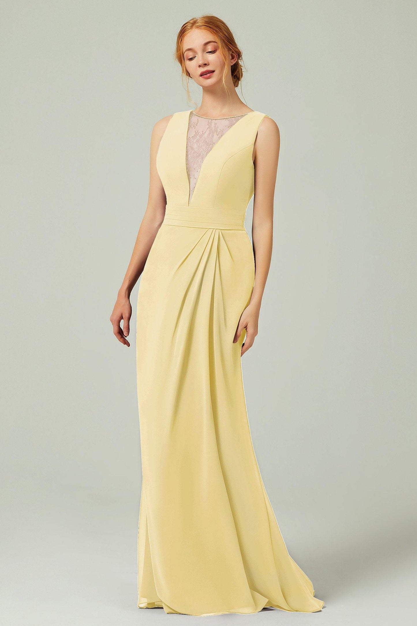 Sheath-Column Floor Length Chiffon Bridesmaid Dress Formal Dresses CB0297 - COCOMELODY