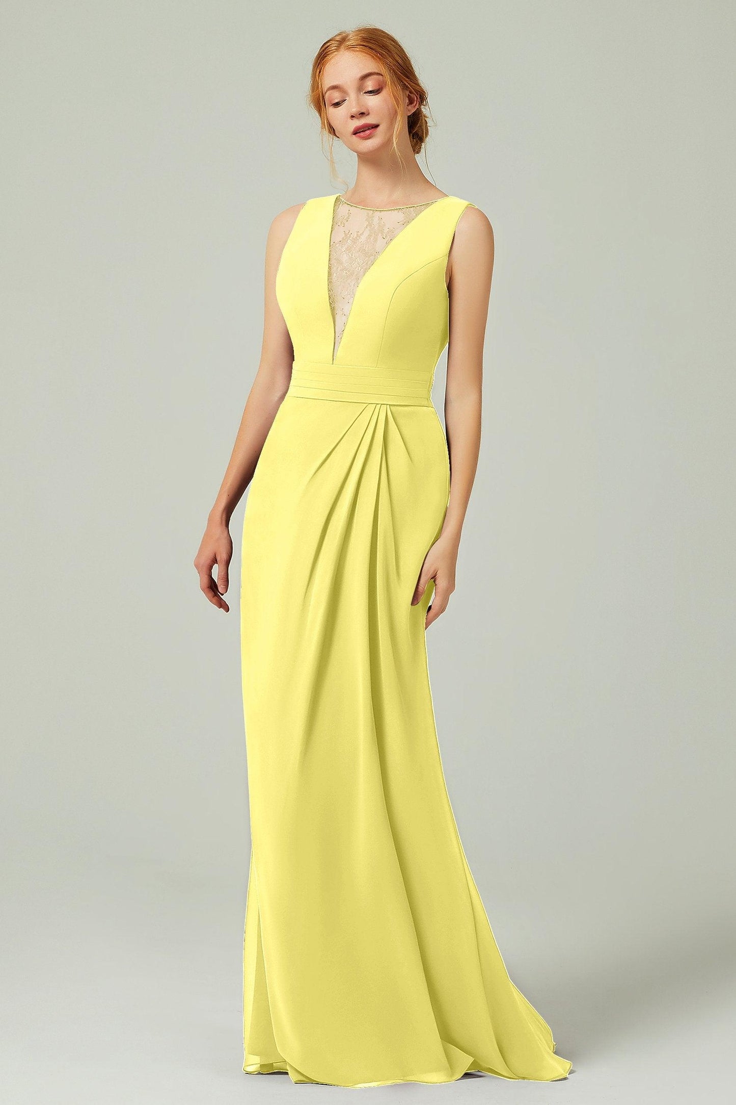 Sheath-Column Floor Length Chiffon Bridesmaid Dress Formal Dresses CB0297 - COCOMELODY