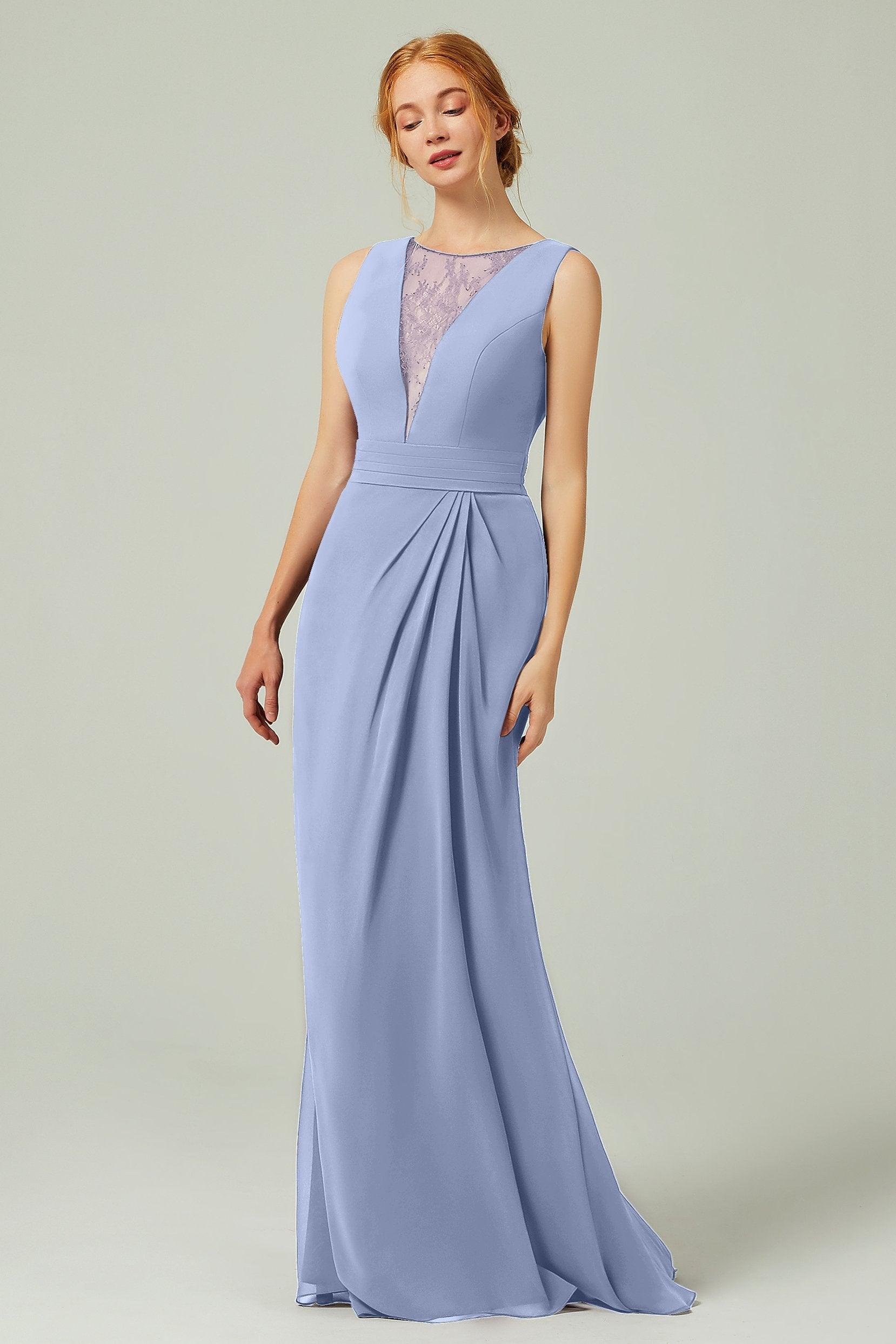 Sheath-Column Floor Length Chiffon Bridesmaid Dress Formal Dresses CB0297 - COCOMELODY
