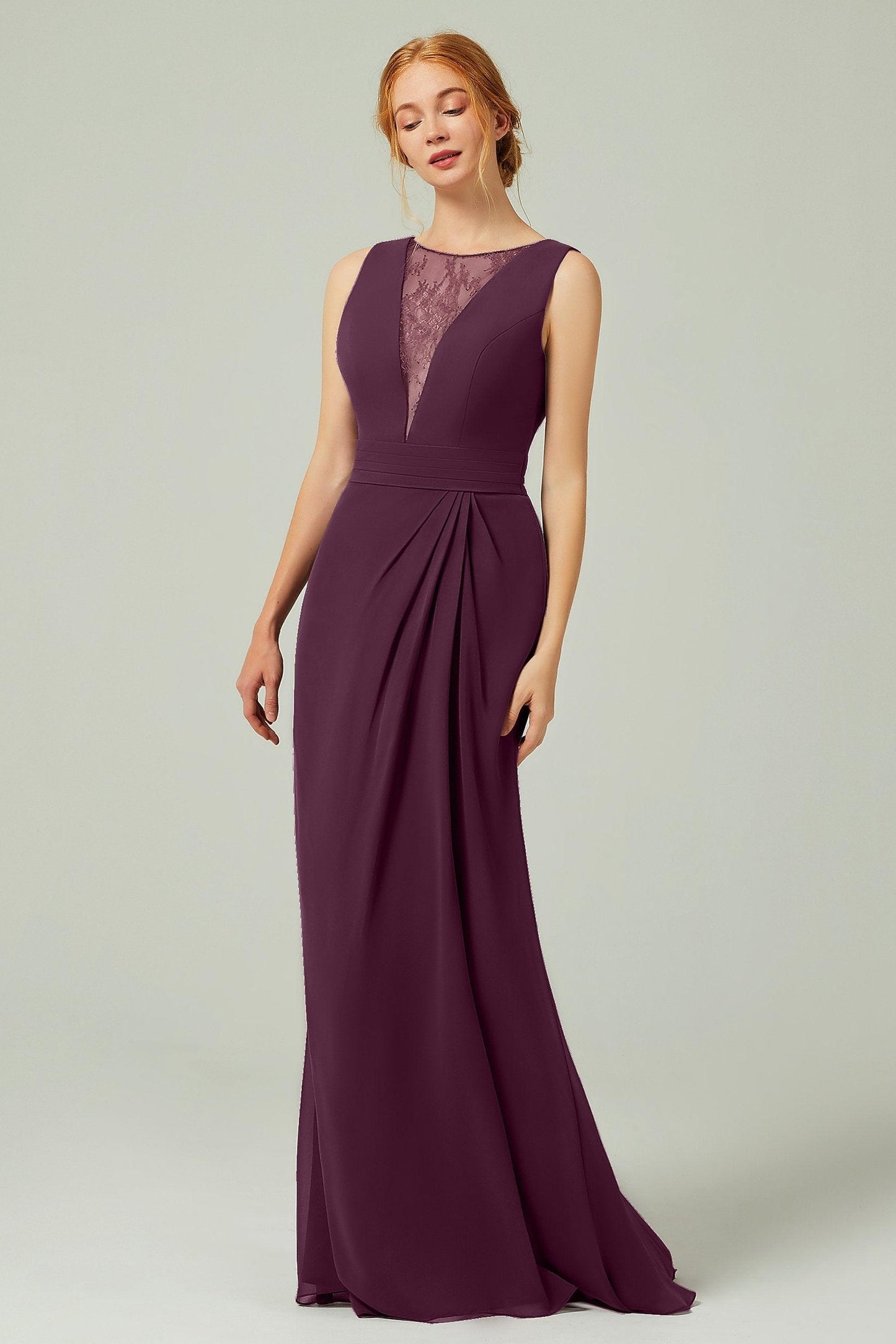 Sheath-Column Floor Length Chiffon Bridesmaid Dress Formal Dresses CB0297 - COCOMELODY
