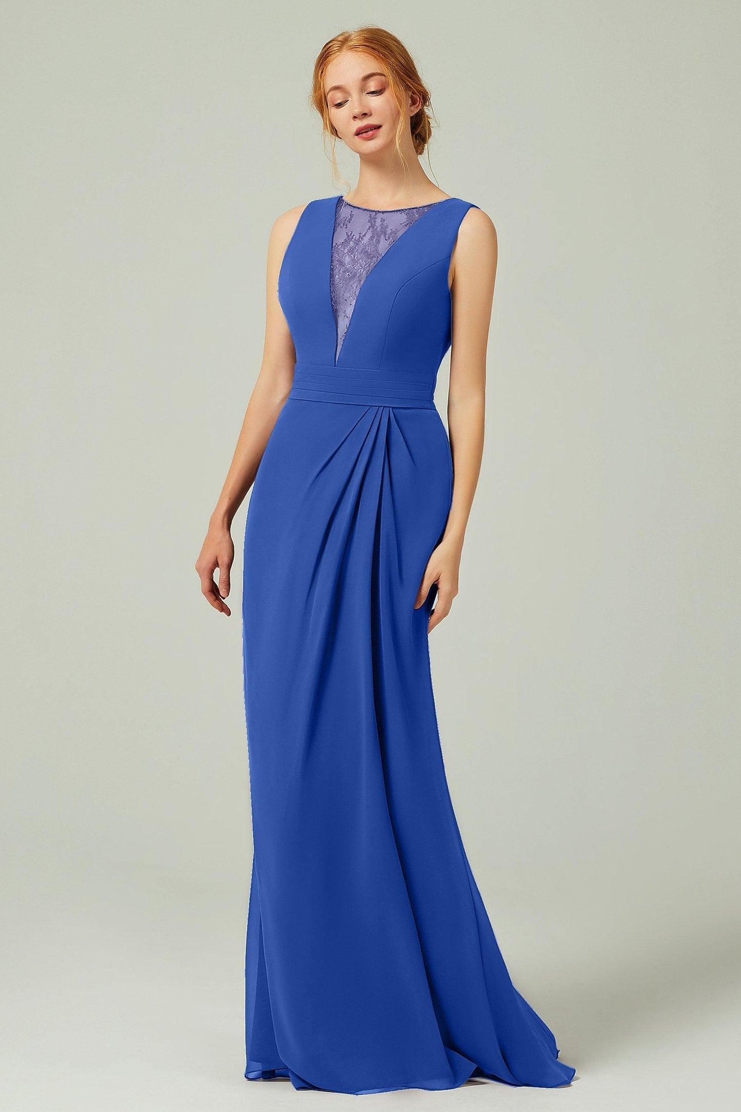 Sheath-Column Floor Length Chiffon Bridesmaid Dress Formal Dresses CB0297