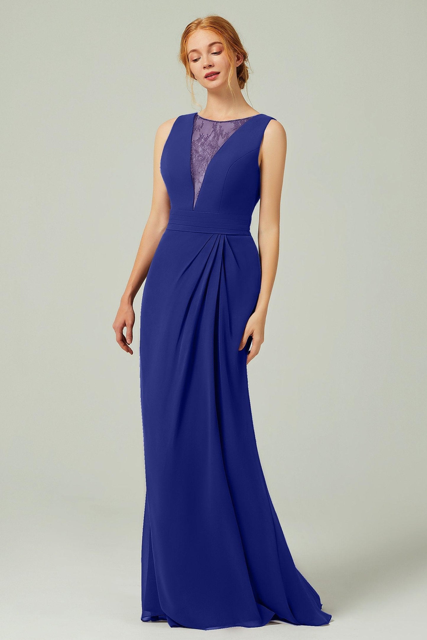 Sheath-Column Floor Length Chiffon Bridesmaid Dress Formal Dresses CB0297 - COCOMELODY