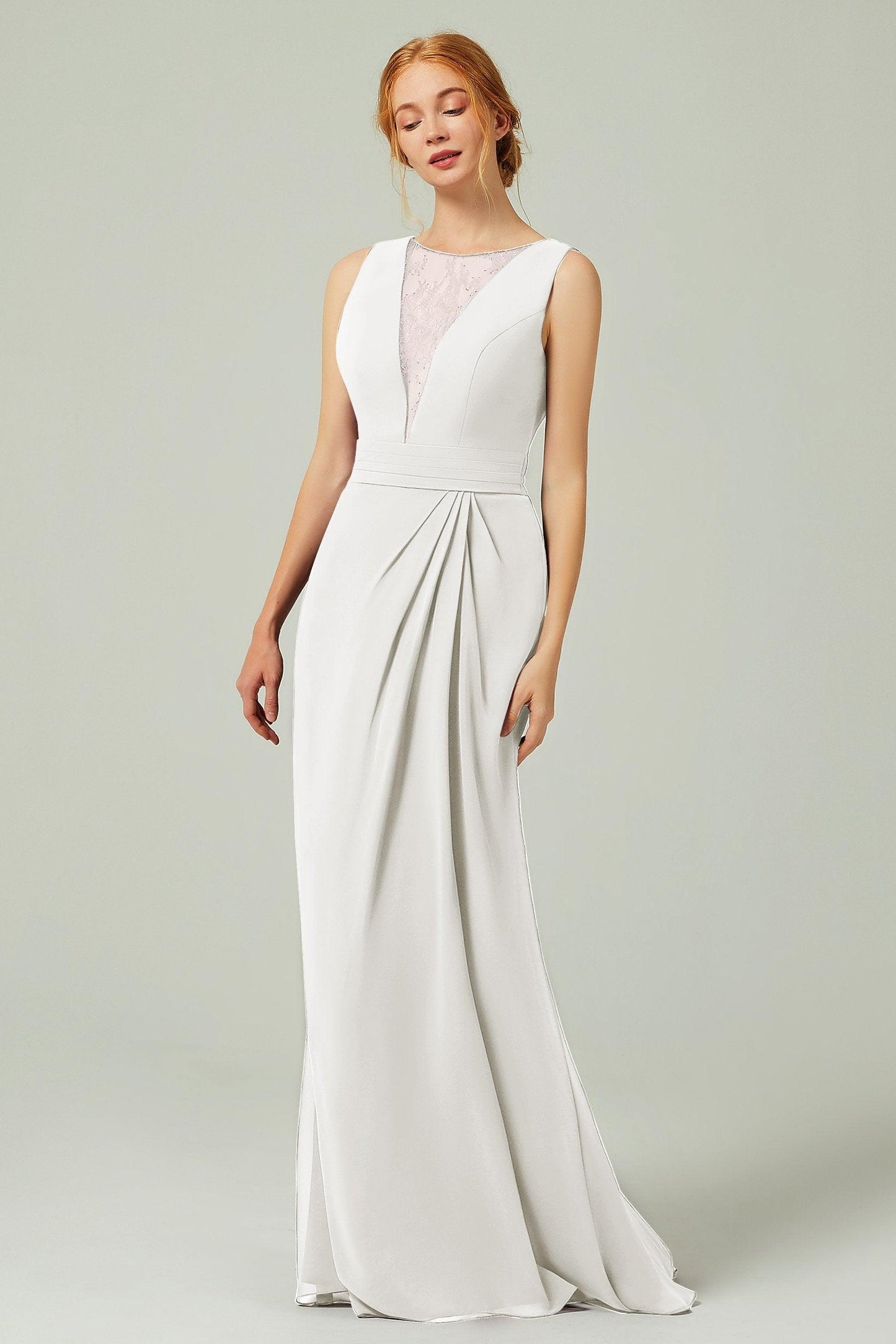 Sheath-Column Floor Length Chiffon Bridesmaid Dress Formal Dresses CB0297 - COCOMELODY