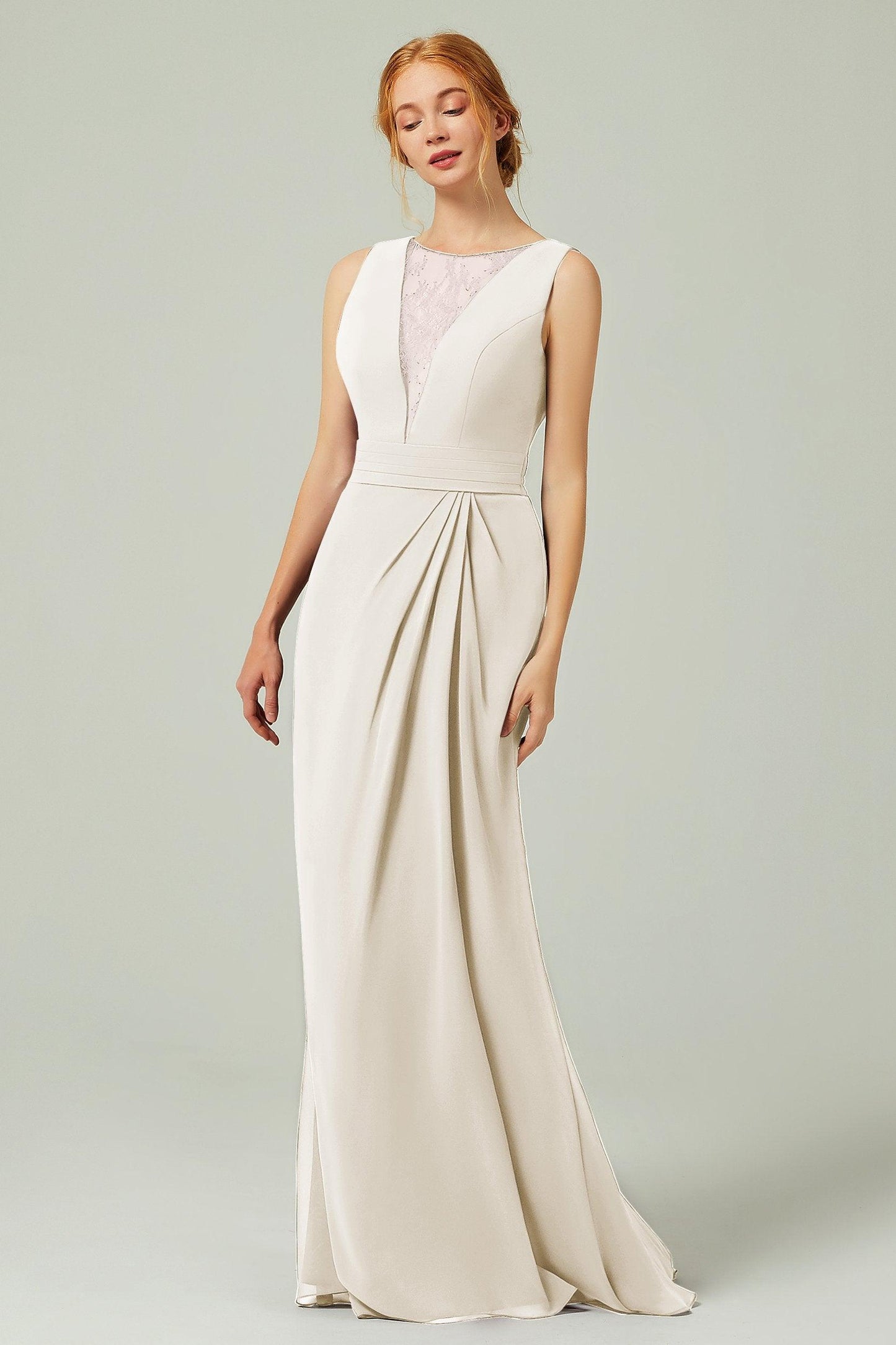 Sheath-Column Floor Length Chiffon Bridesmaid Dress Formal Dresses CB0297 - COCOMELODY