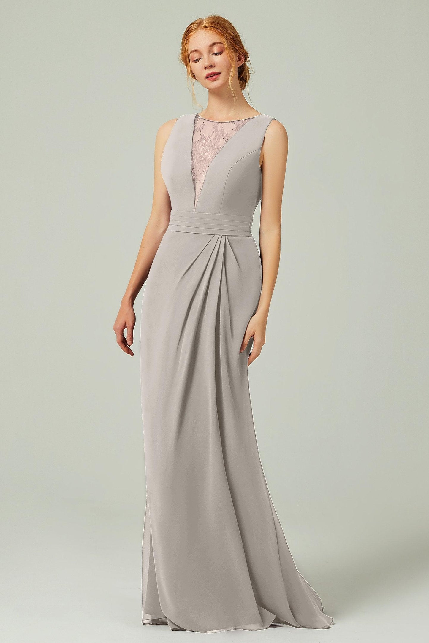 Sheath-Column Floor Length Chiffon Bridesmaid Dress Formal Dresses CB0297 - COCOMELODY