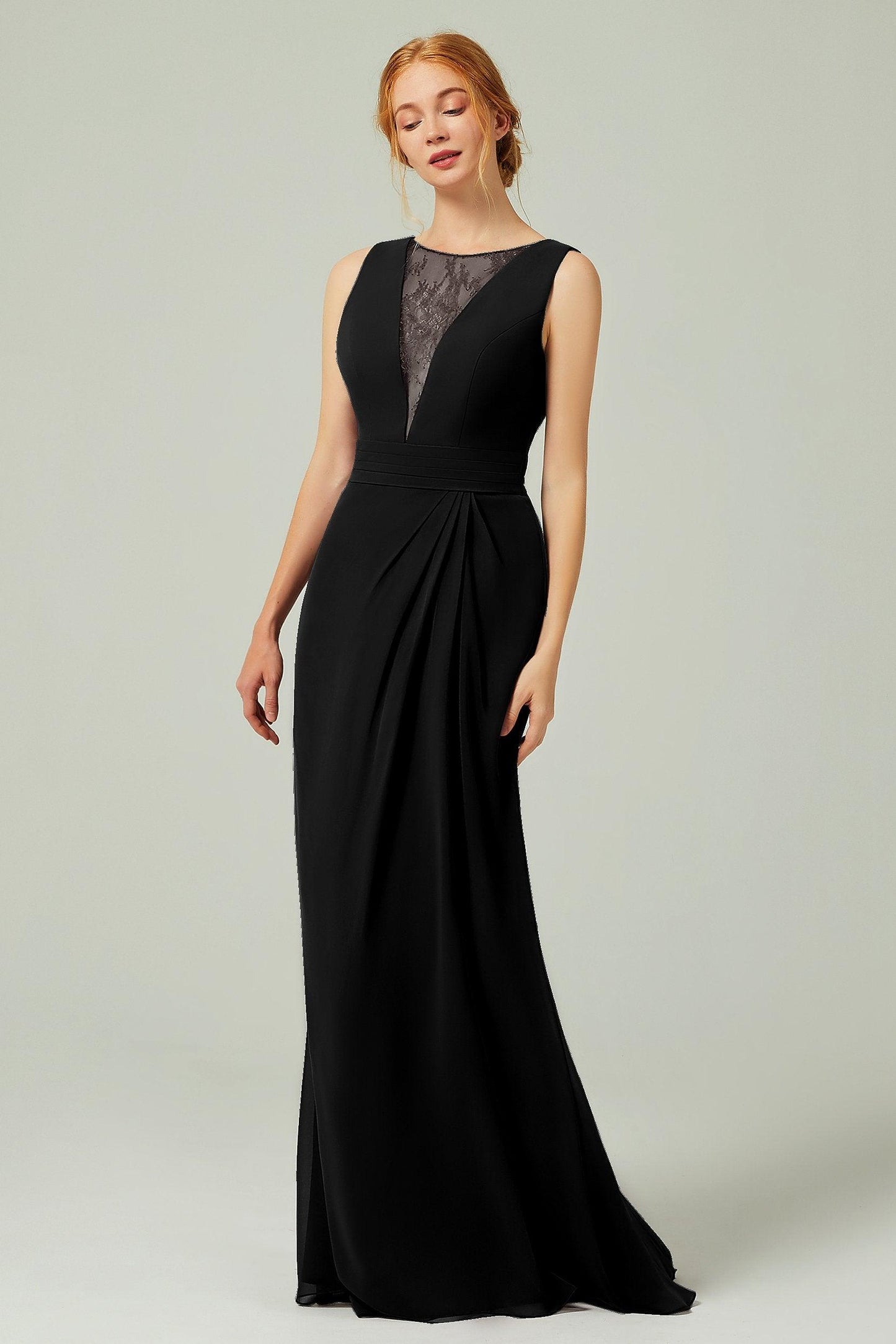 Sheath-Column Floor Length Chiffon Bridesmaid Dress Formal Dresses CB0297 - COCOMELODY