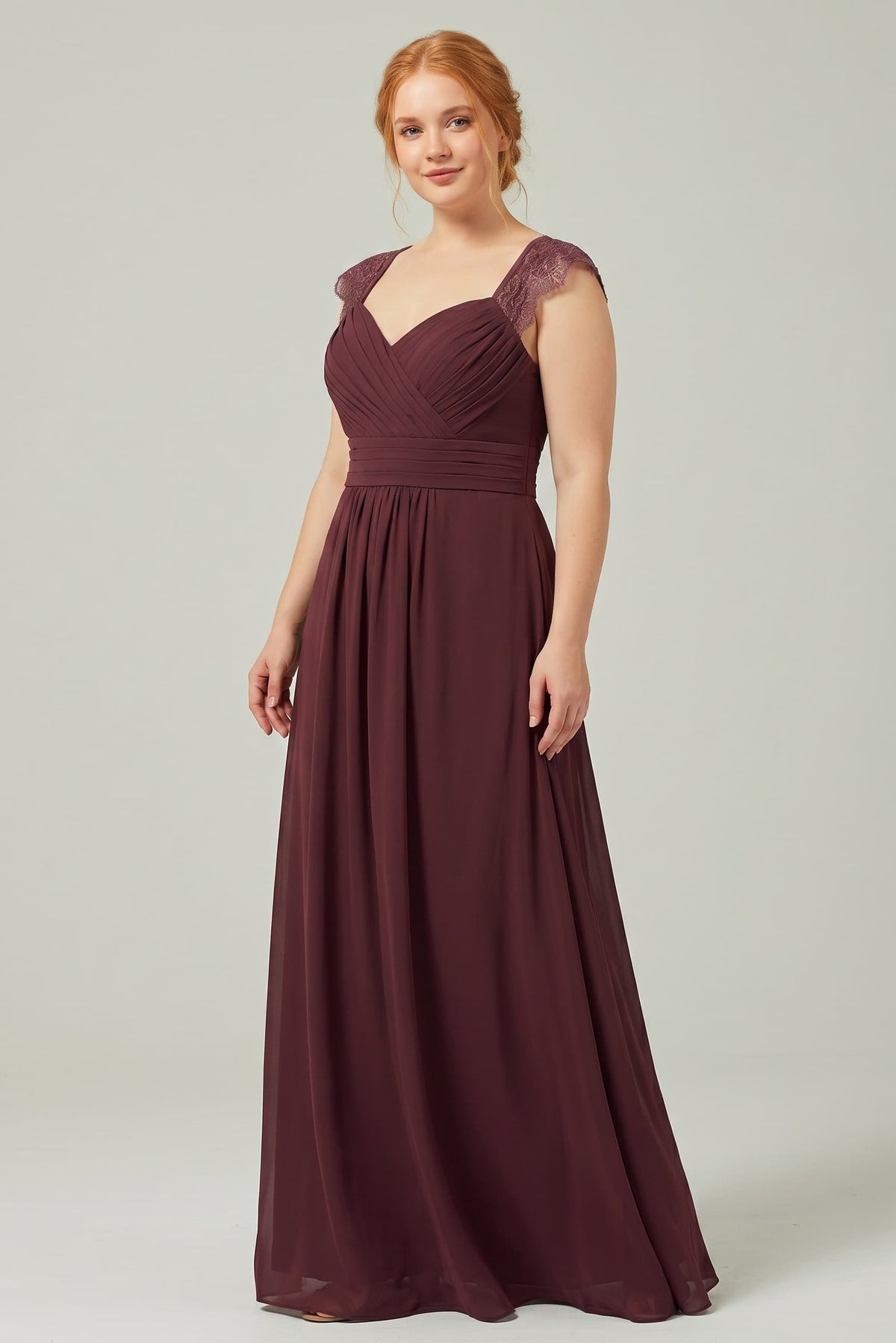 A-Line Floor Length Chiffon Bridesmaid Dress Formal Dresses CB0298 - Mulberry - COCOMELODY