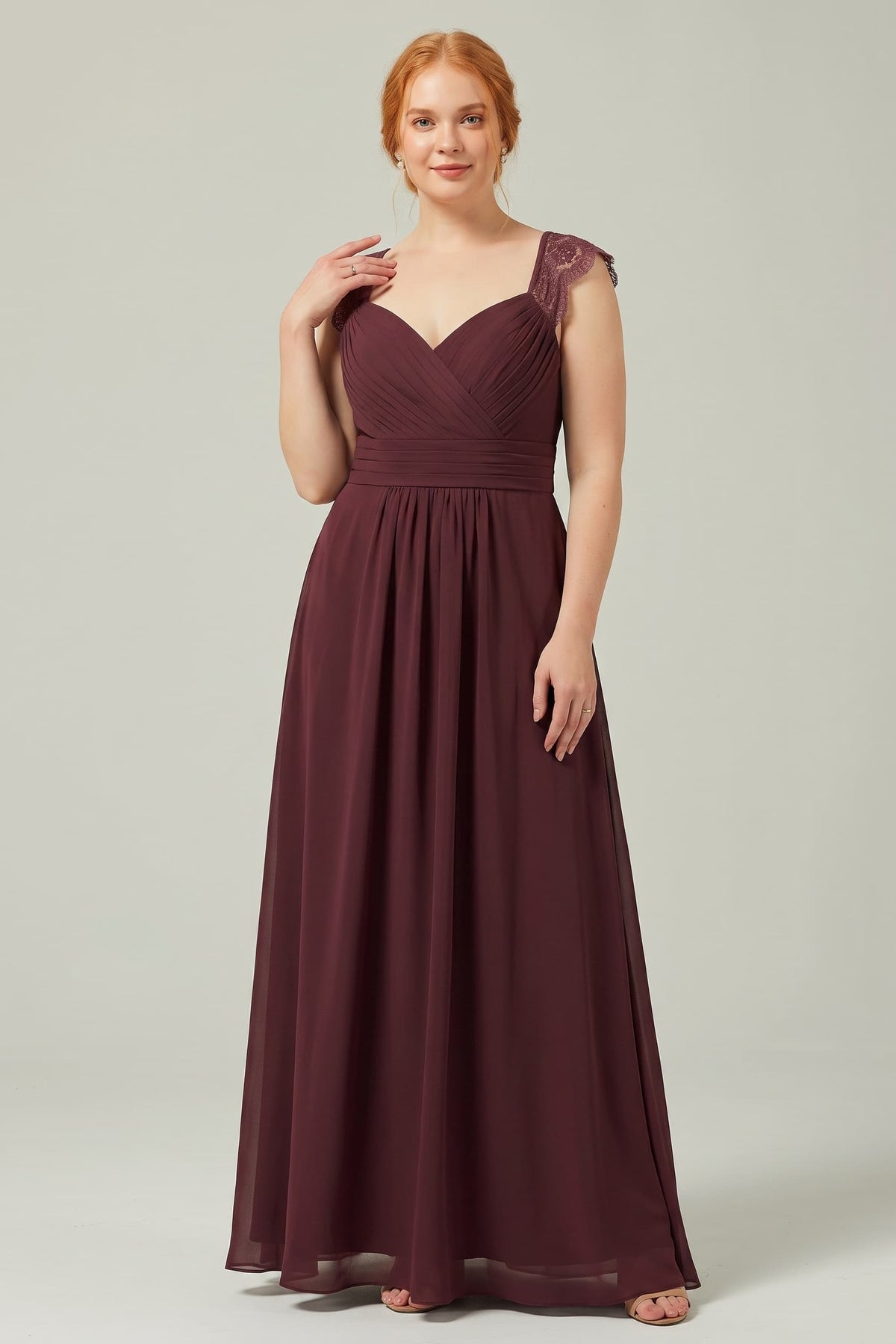 A-Line Floor Length Chiffon Bridesmaid Dress Formal Dresses CB0298 - Mulberry - COCOMELODY