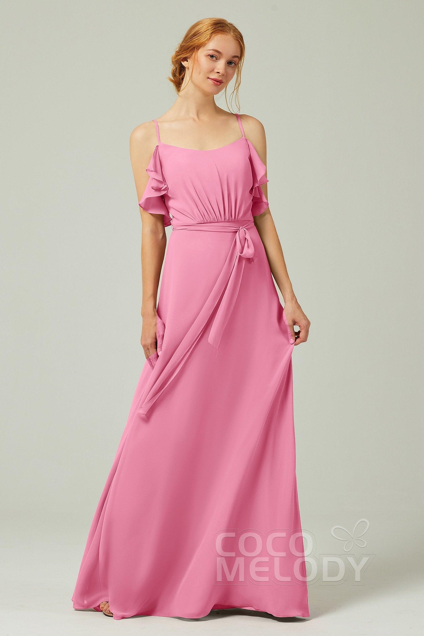 A-Line Floor Length Chiffon Bridesmaid Dress CB0299 - COCOMELODY
