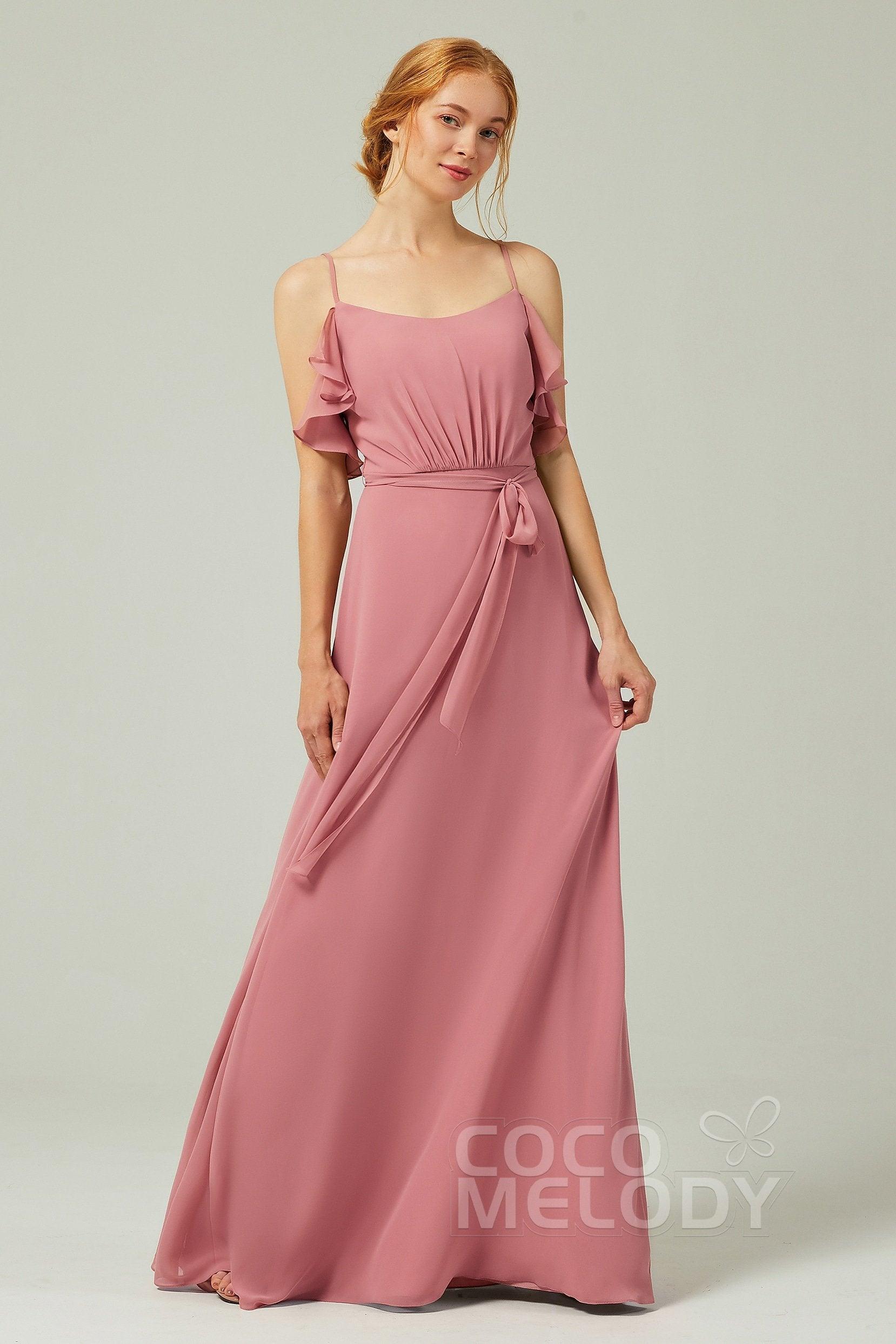 A-Line Floor Length Chiffon Bridesmaid Dress CB0299 - COCOMELODY