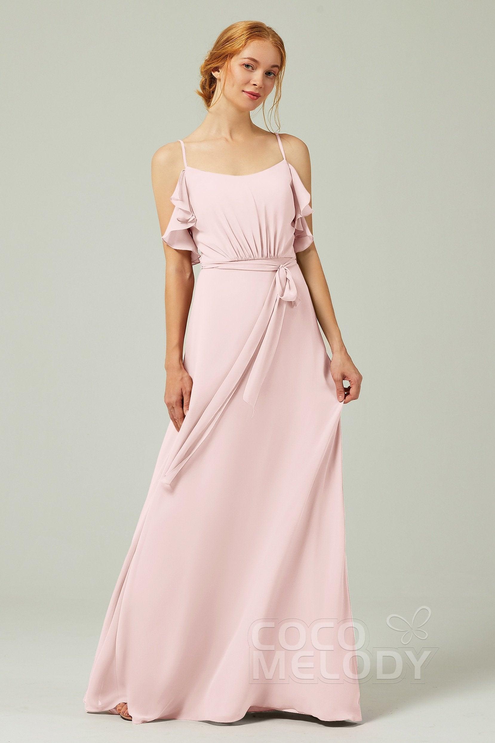 A-Line Floor Length Chiffon Bridesmaid Dress CB0299 - COCOMELODY