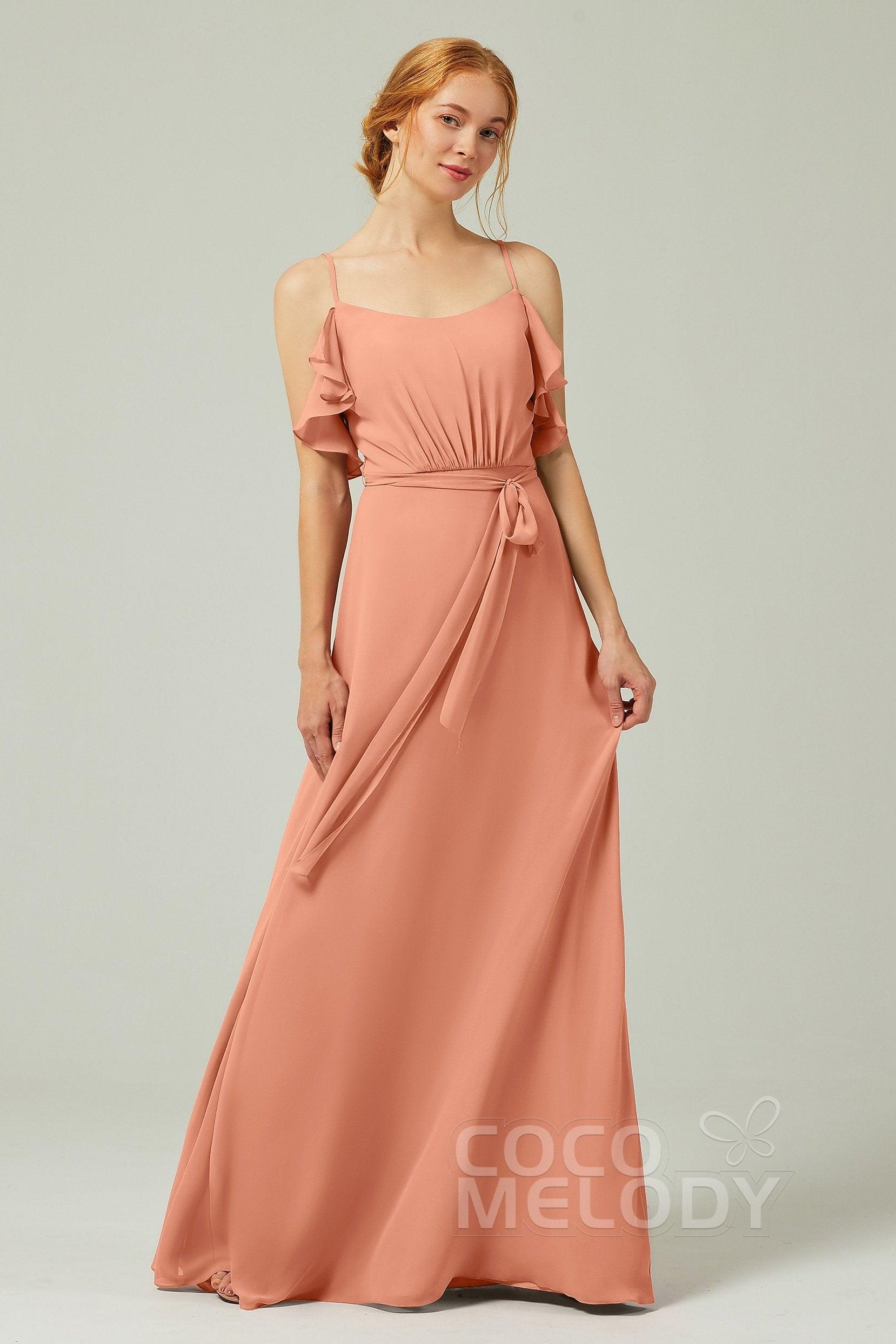 A-Line Floor Length Chiffon Bridesmaid Dress CB0299 - COCOMELODY