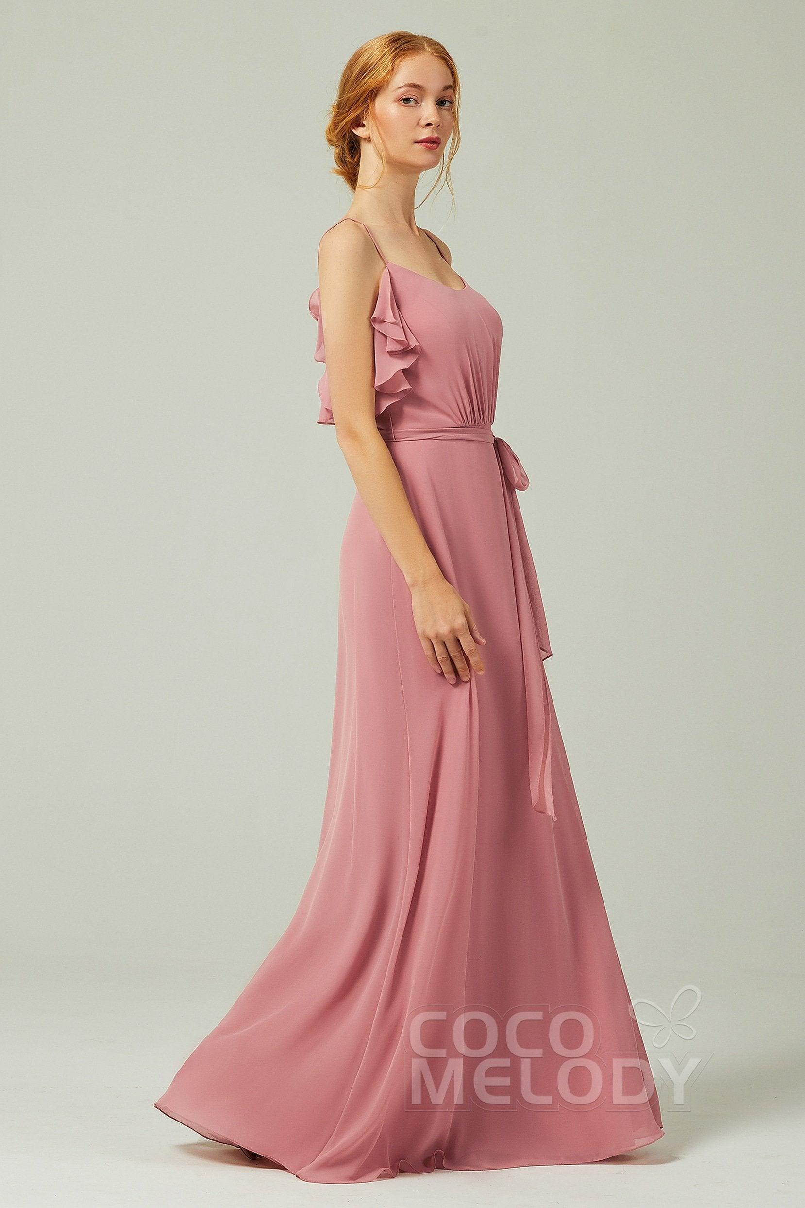 A-Line Floor Length Chiffon Bridesmaid Dress CB0299 - COCOMELODY