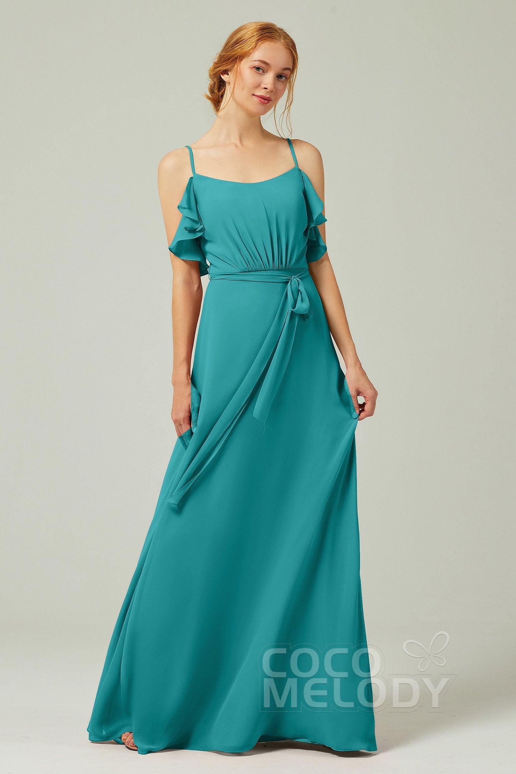 A-Line Floor Length Chiffon Bridesmaid Dress CB0299 - COCOMELODY