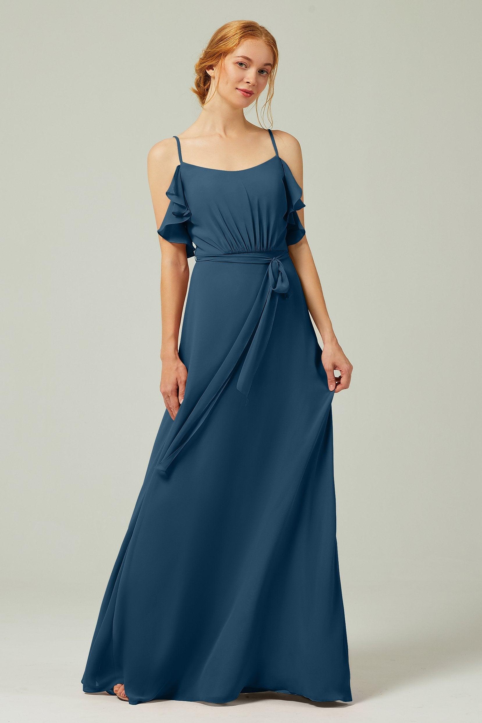 A-Line Floor Length Chiffon Bridesmaid Dress CB0299 - COCOMELODY