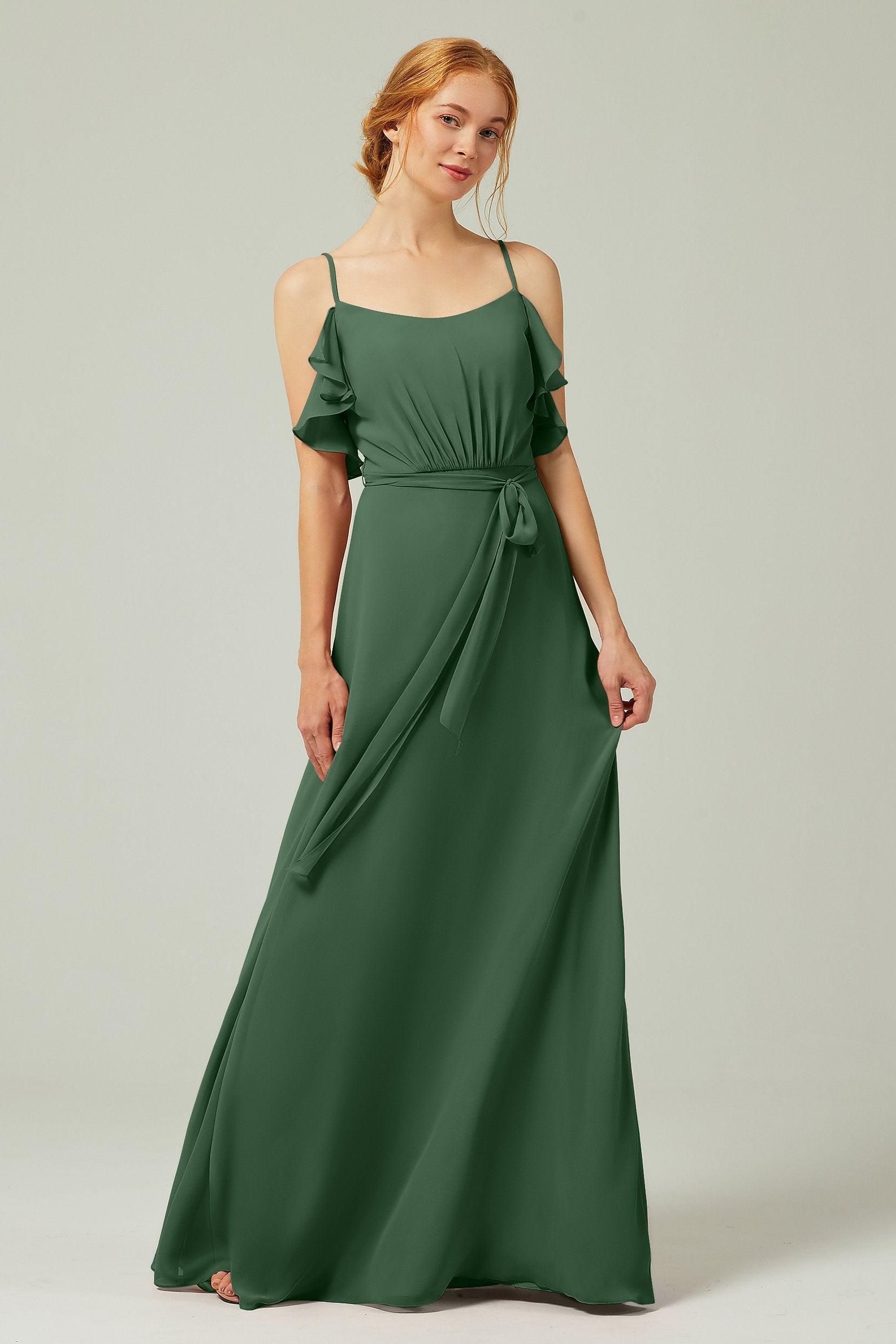 A-Line Floor Length Chiffon Bridesmaid Dress CB0299 - COCOMELODY