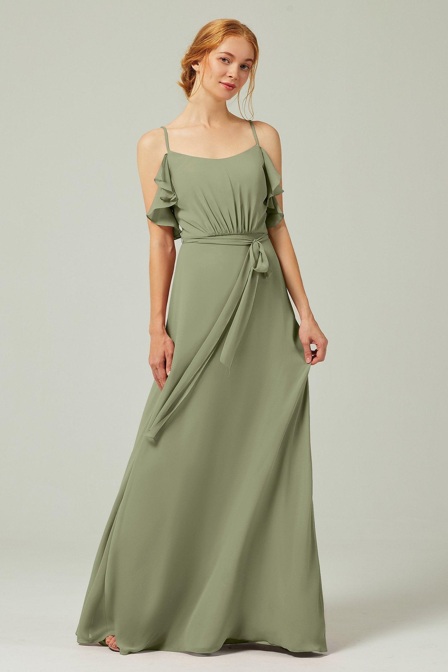 A-Line Floor Length Chiffon Bridesmaid Dress CB0299 - COCOMELODY