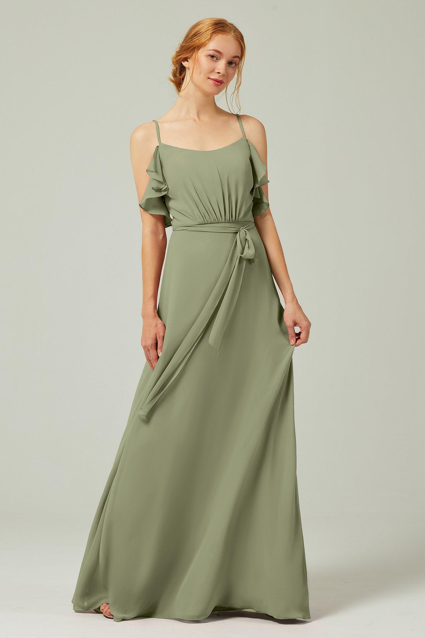 A-Line Floor Length Chiffon Bridesmaid Dress CB0299 - COCOMELODY