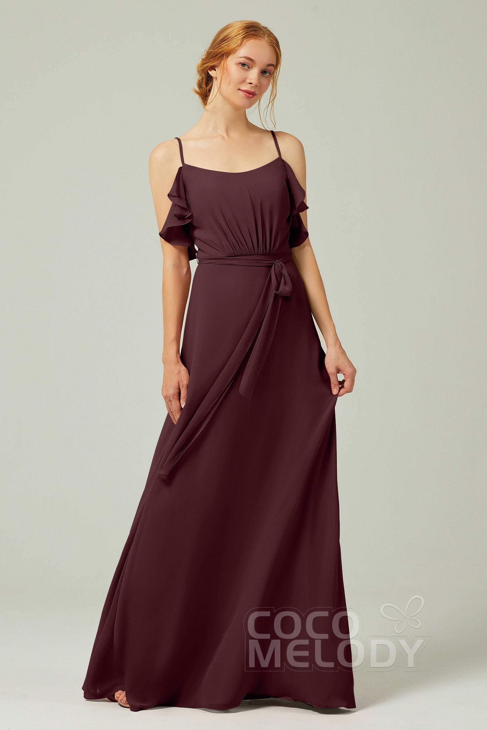 A-Line Floor Length Chiffon Bridesmaid Dress CB0299 - COCOMELODY