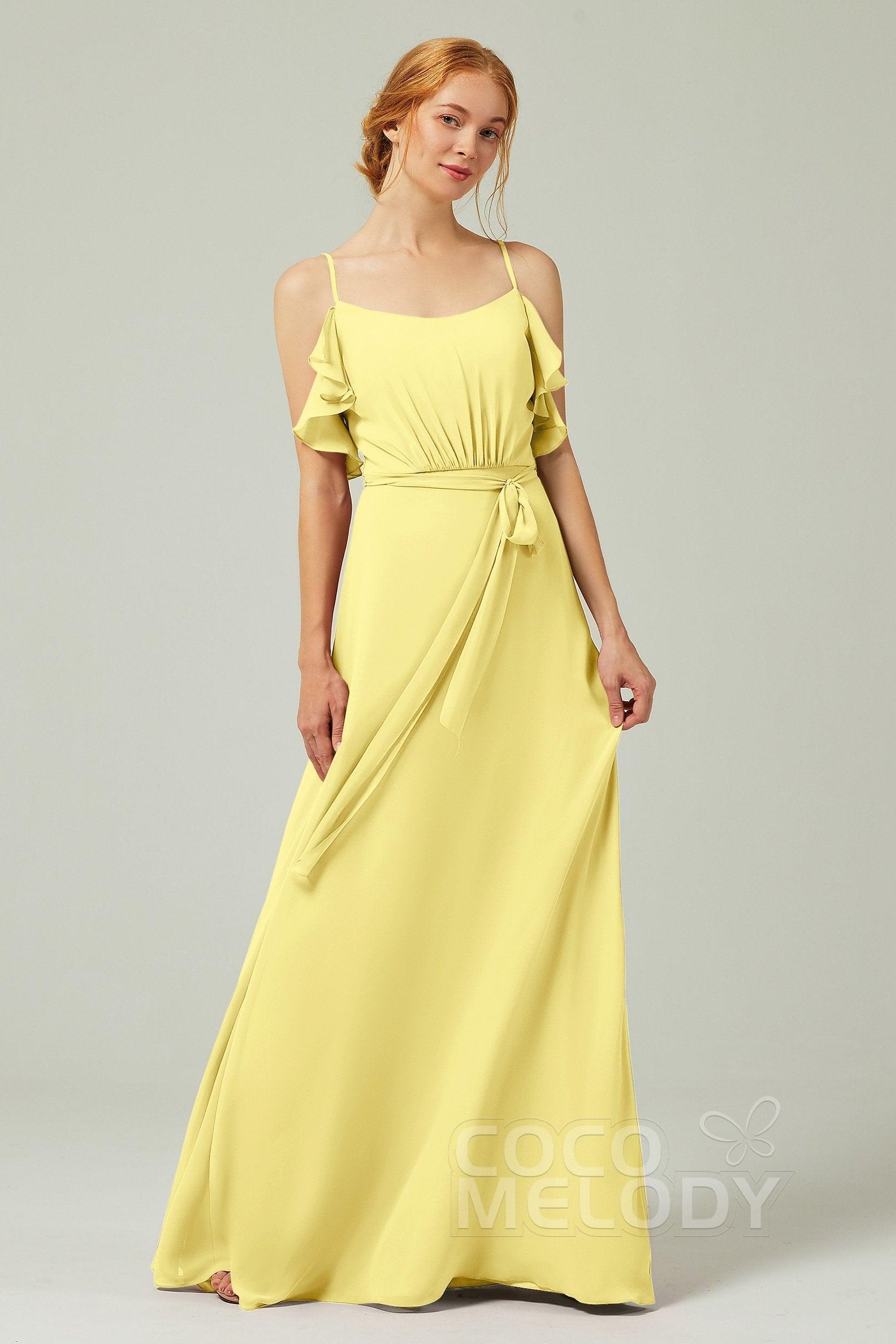 A-Line Floor Length Chiffon Bridesmaid Dress CB0299 - COCOMELODY