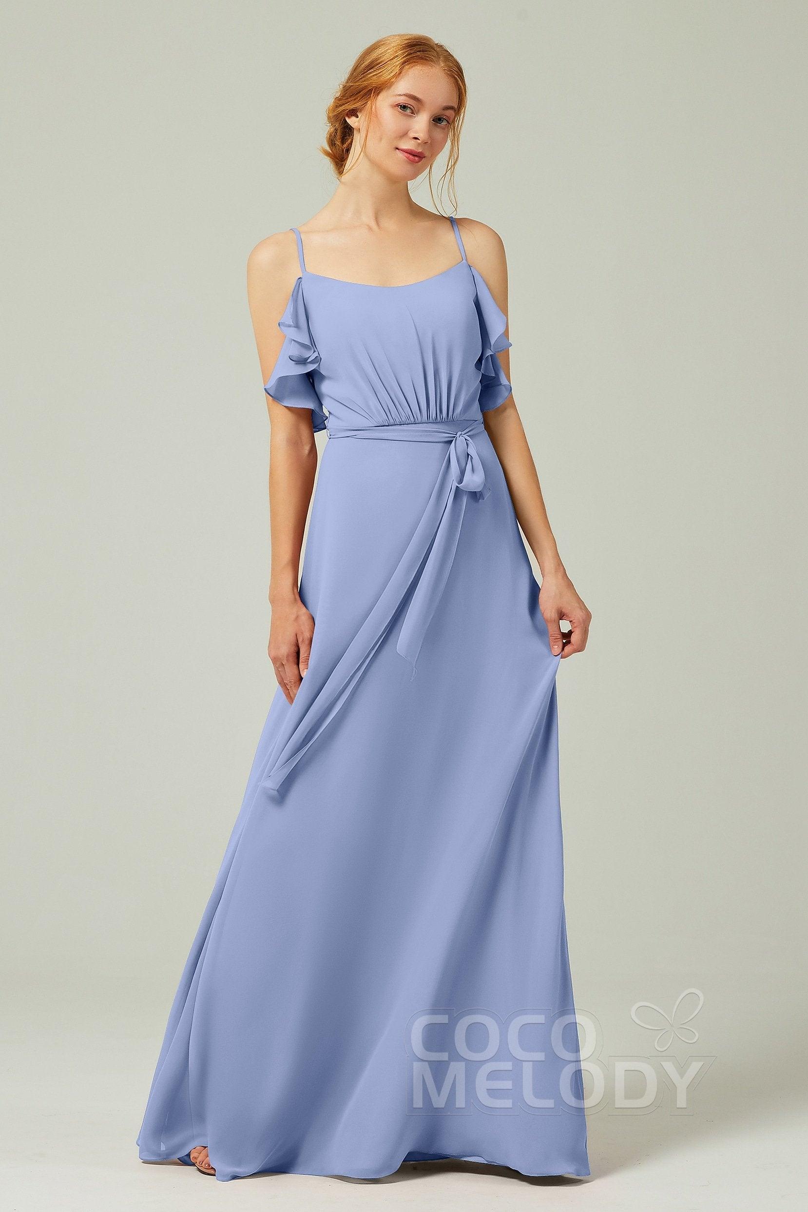 A-Line Floor Length Chiffon Bridesmaid Dress CB0299 - COCOMELODY